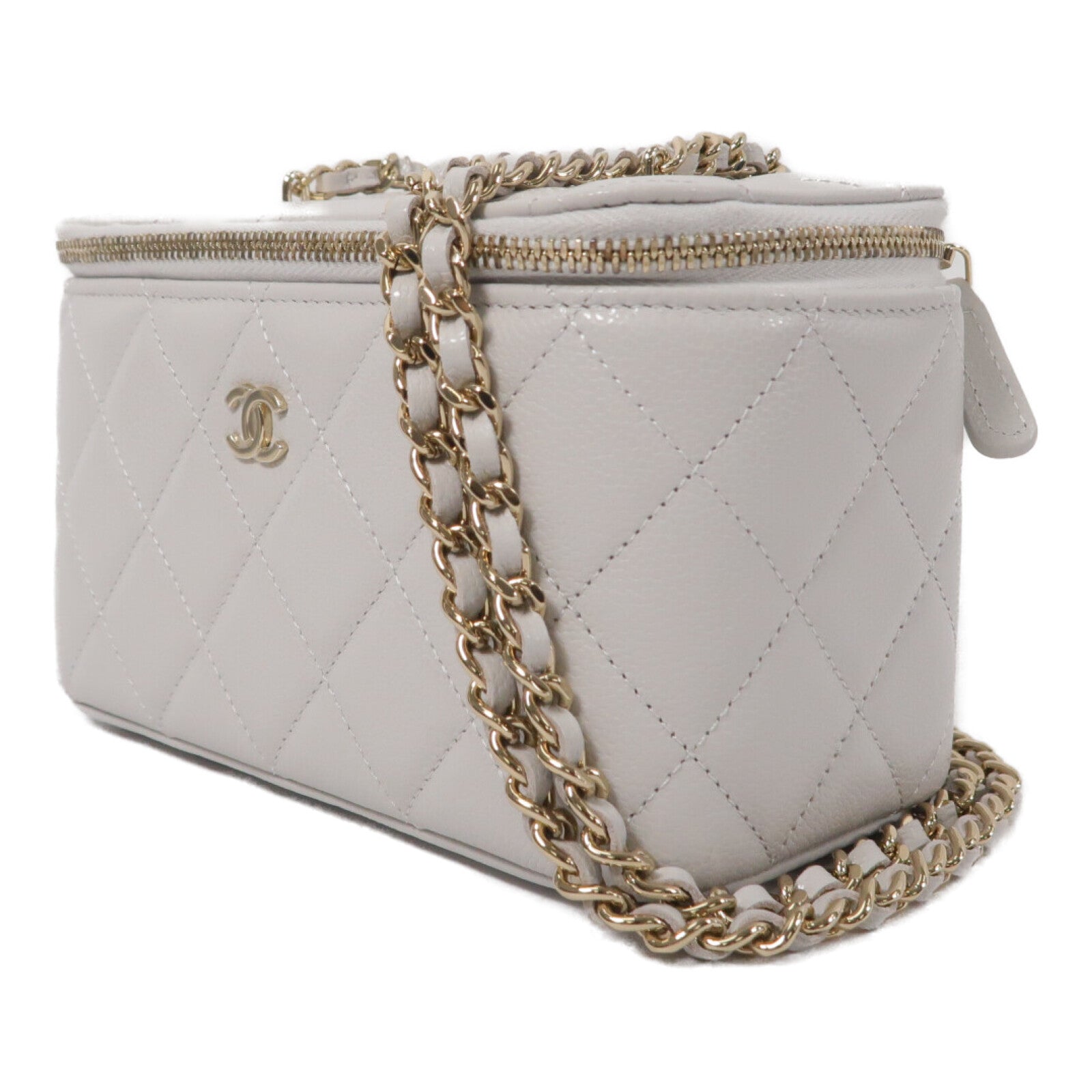 CHANEL 牛皮皮革Vanity Case鏈帶肩背袋
