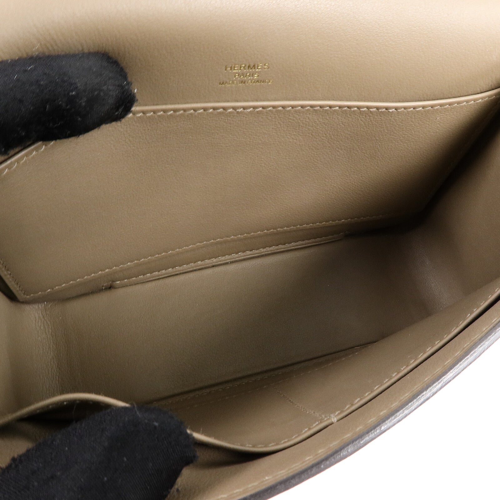 HERMES Chevre皮革Geta肩背袋Etoupe