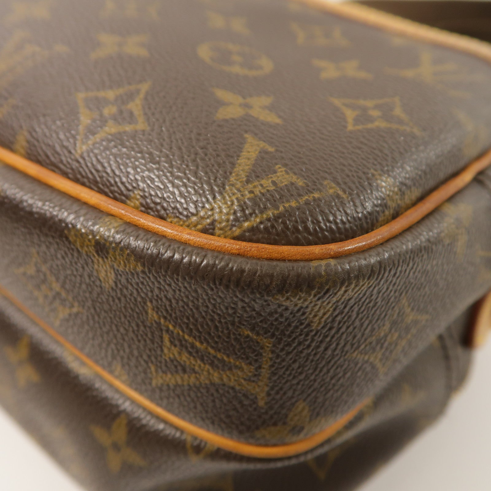 LOUIS VUITTON Monogram Reporter PM金扣肩背袋棕色
