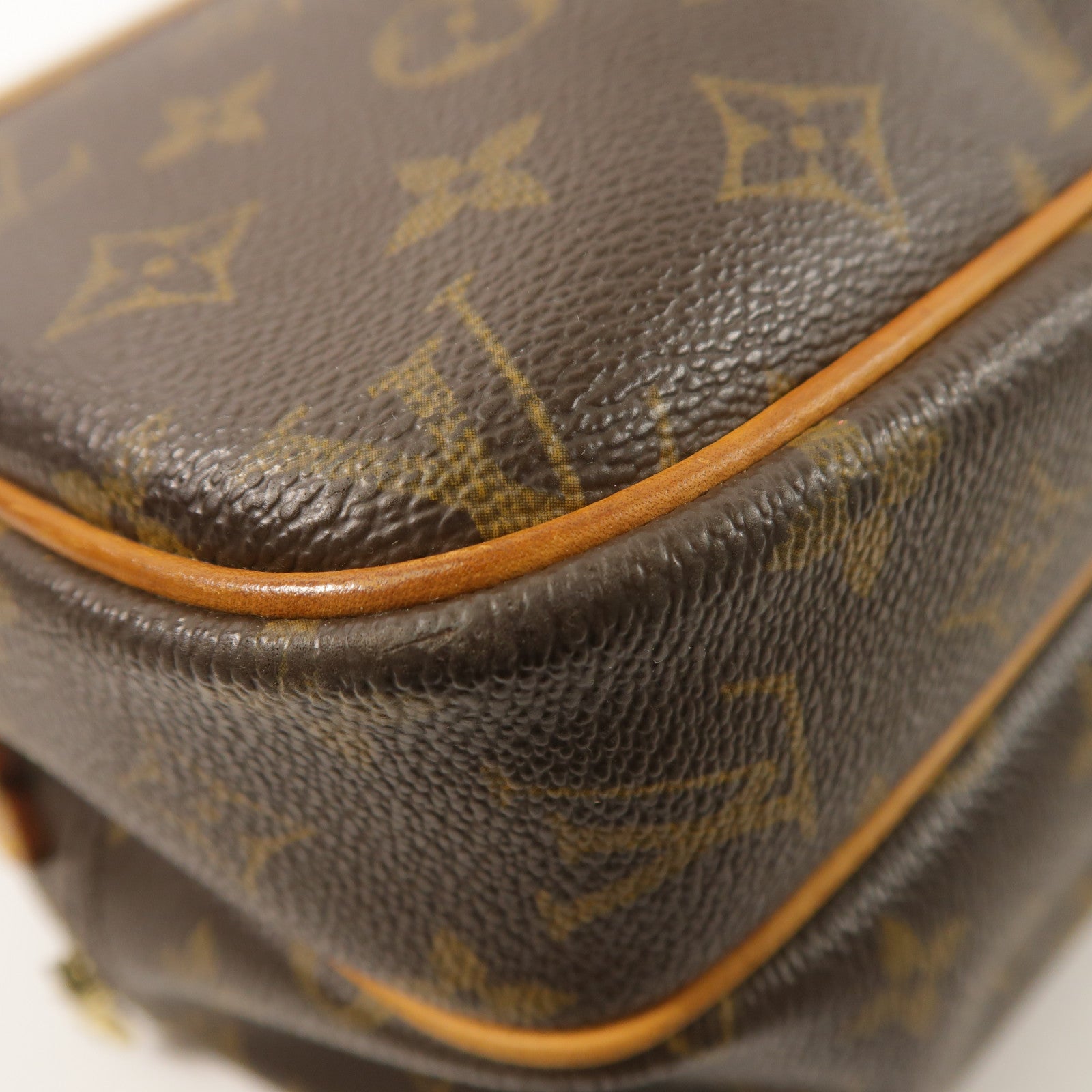 LOUIS VUITTON Monogram Reporter PM金扣肩背袋棕色