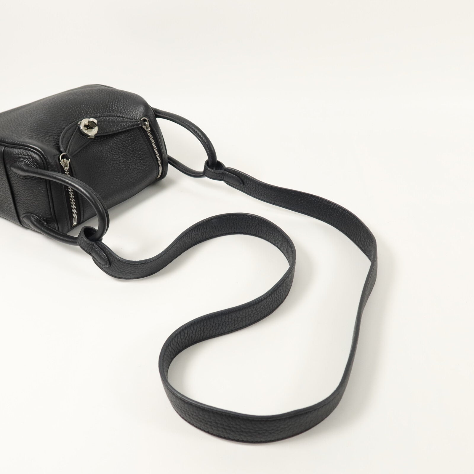 HERMES Clemence皮革Mini Lindy手挽肩背兩用袋Noir