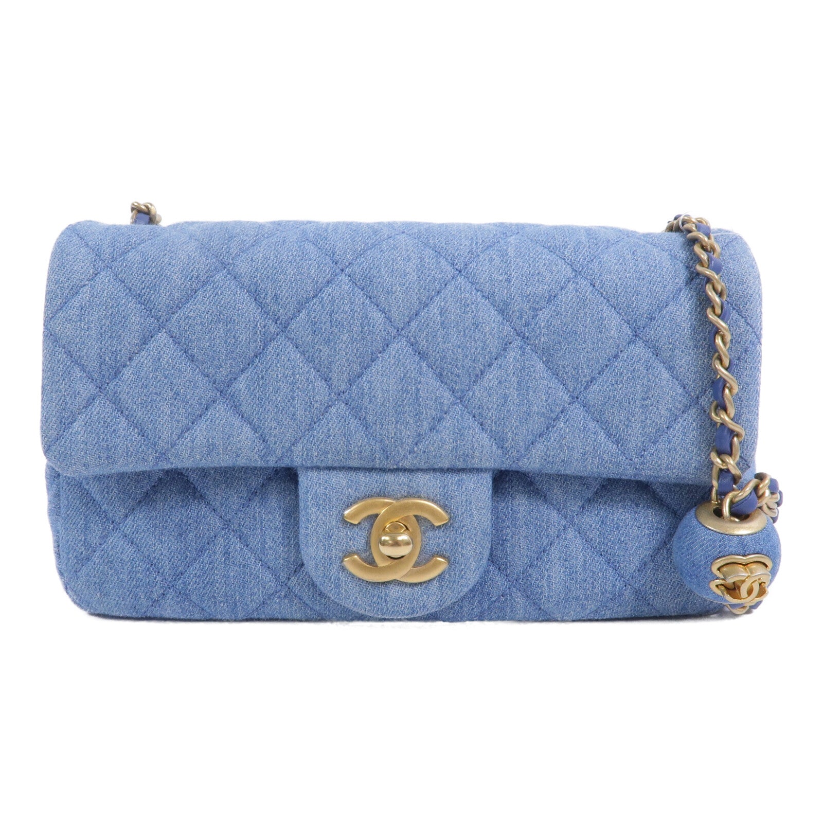 CHANEL 牛仔布Classic 20鏈帶手挽肩背兩用袋