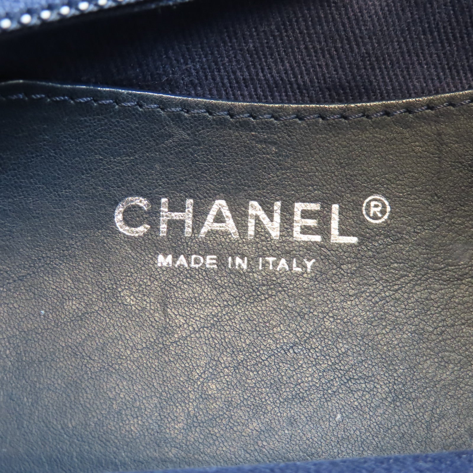 CHANEL 牛仔布Chain Shoulder銀扣鏈帶肩背袋藍色