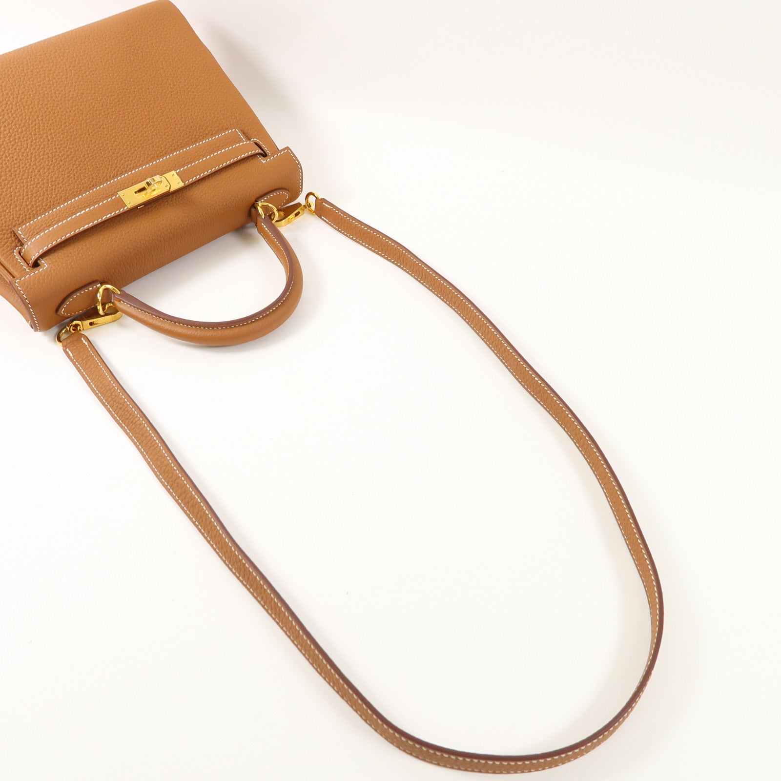 HERMES 【激減優惠】Togo皮革Kelly 25金扣手挽肩背兩用袋37 Gold