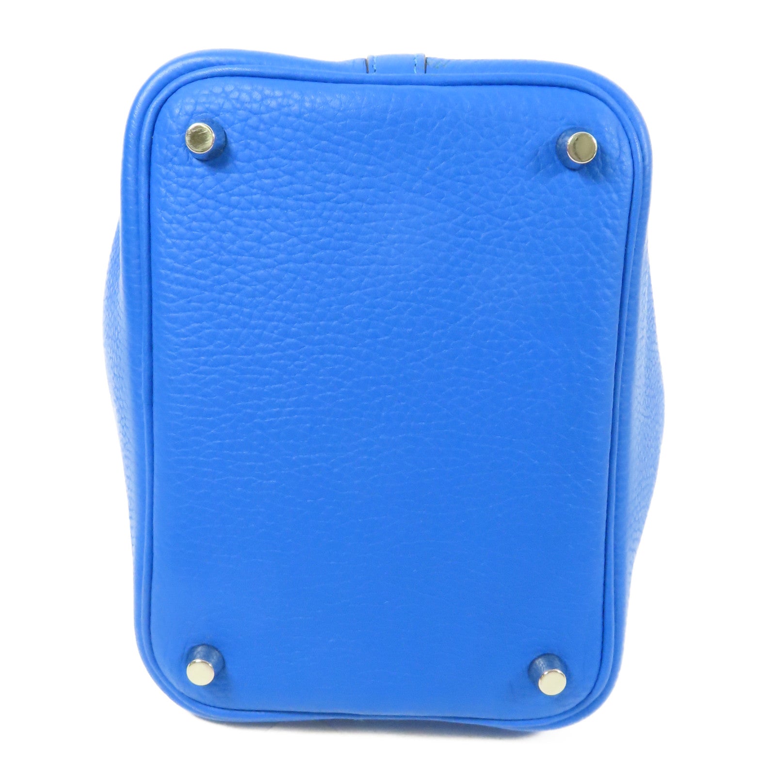 HERMES Clemence皮革Picotin PM銀扣手挽袋Mykonos