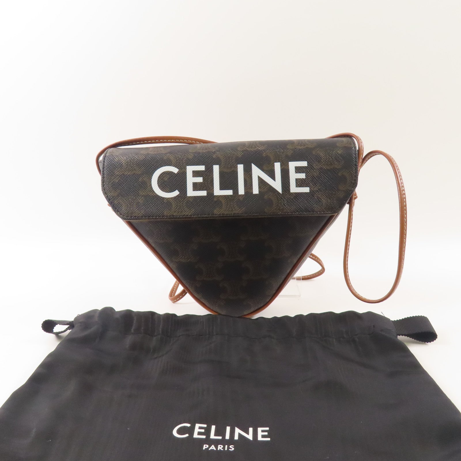 CELINE 塗層帆布Shoulder Bag肩背袋棕色