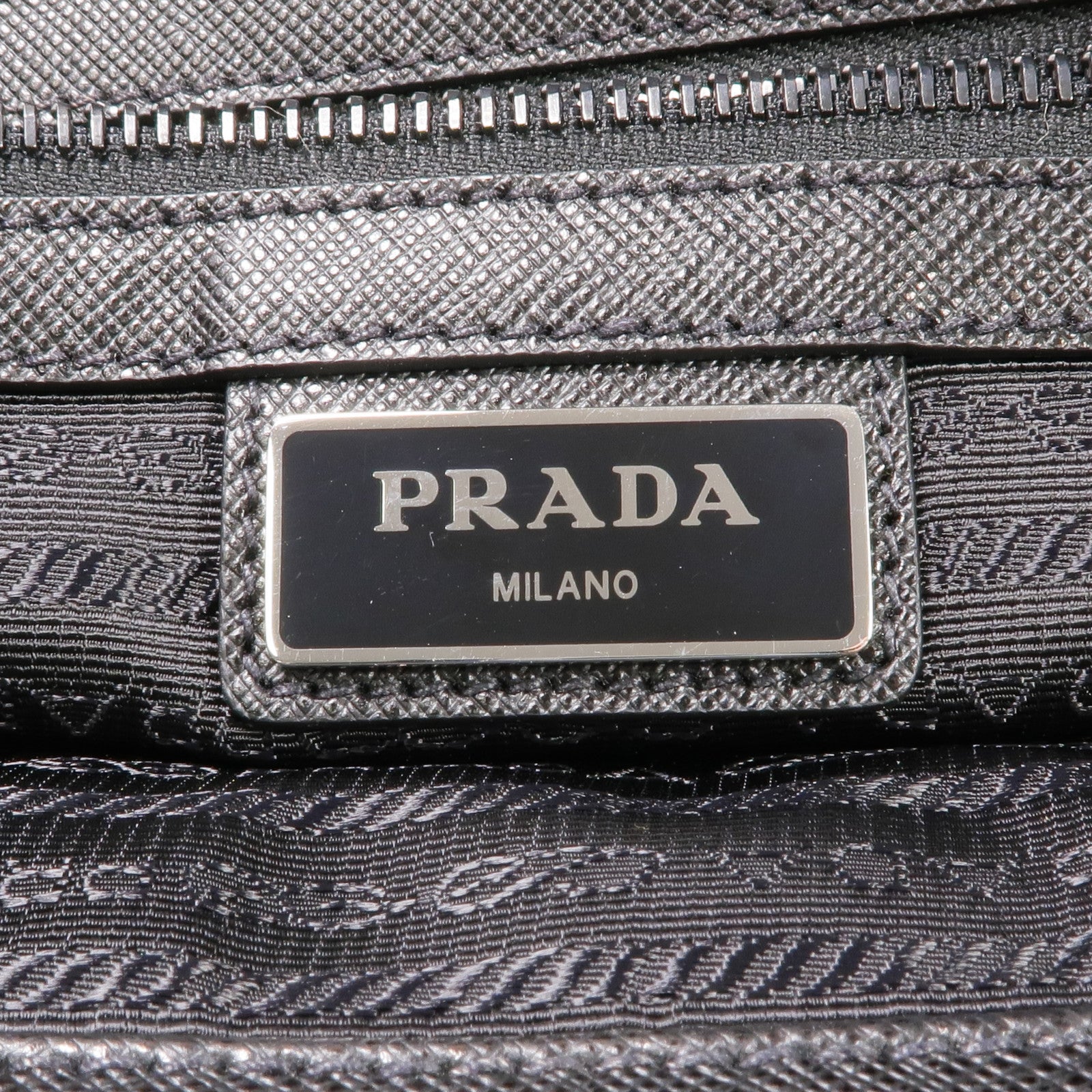 PRADA 尼龍/Saffiano皮革Briefcase銀扣手挽肩背兩用袋