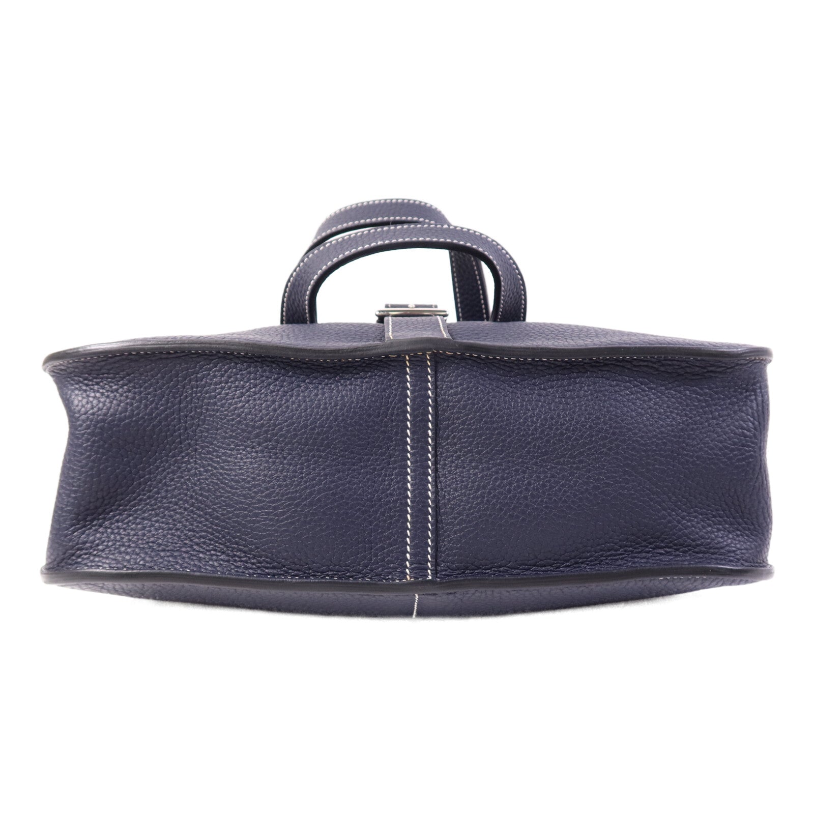 HERMES 【激減優惠】Clemence皮革Halzan 31銀扣手挽肩背兩用袋Bleu Nuit