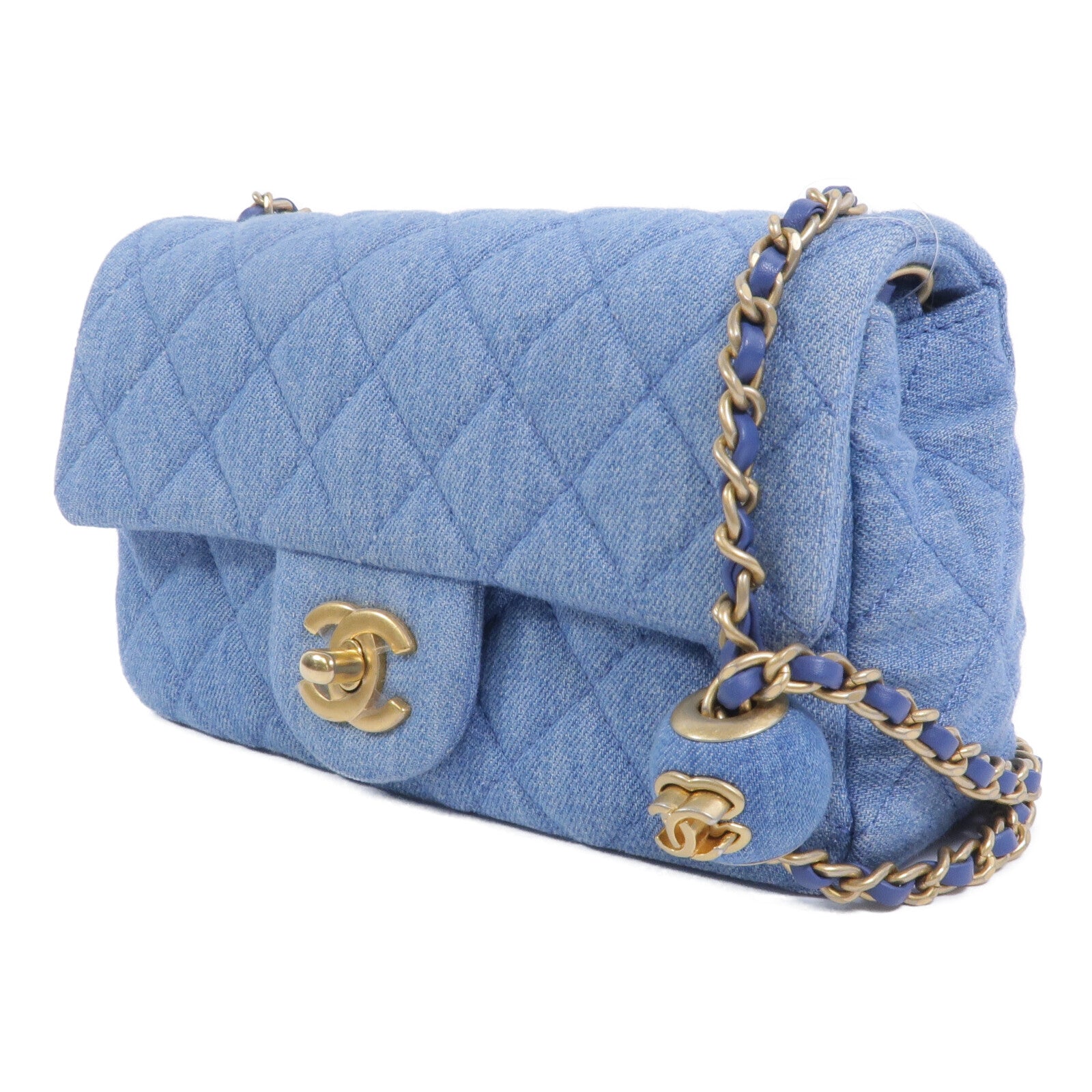 CHANEL 牛仔布Classic 20鏈帶手挽肩背兩用袋