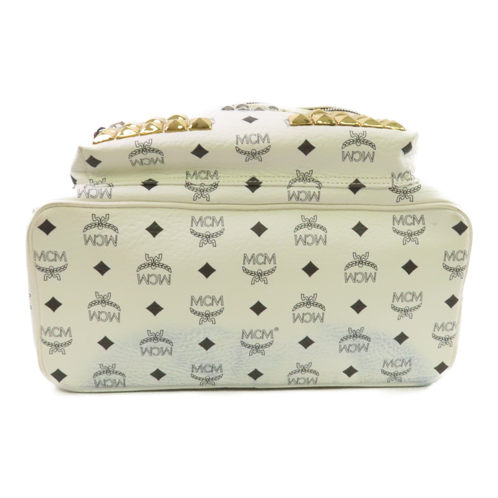 MCM PVC Stark Side Studs Backpack銀扣背包白色