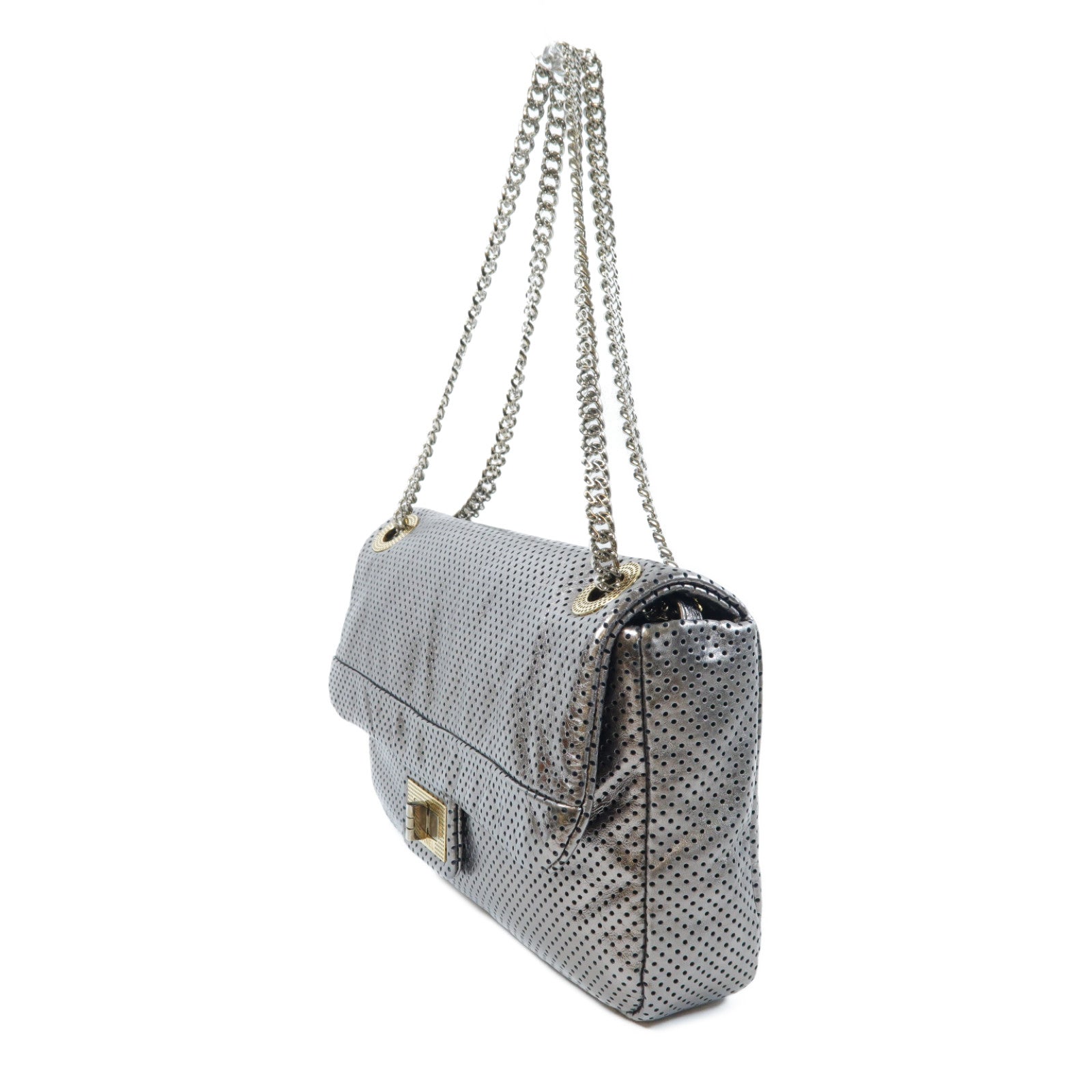 CHANEL 【激減優惠】牛皮皮革2.55 Chain Shoulder Bag金扣鏈帶肩背袋銀色