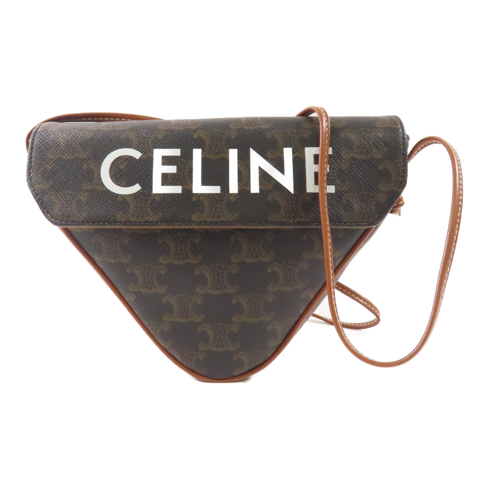 CELINE 塗層帆布Shoulder Bag肩背袋棕色