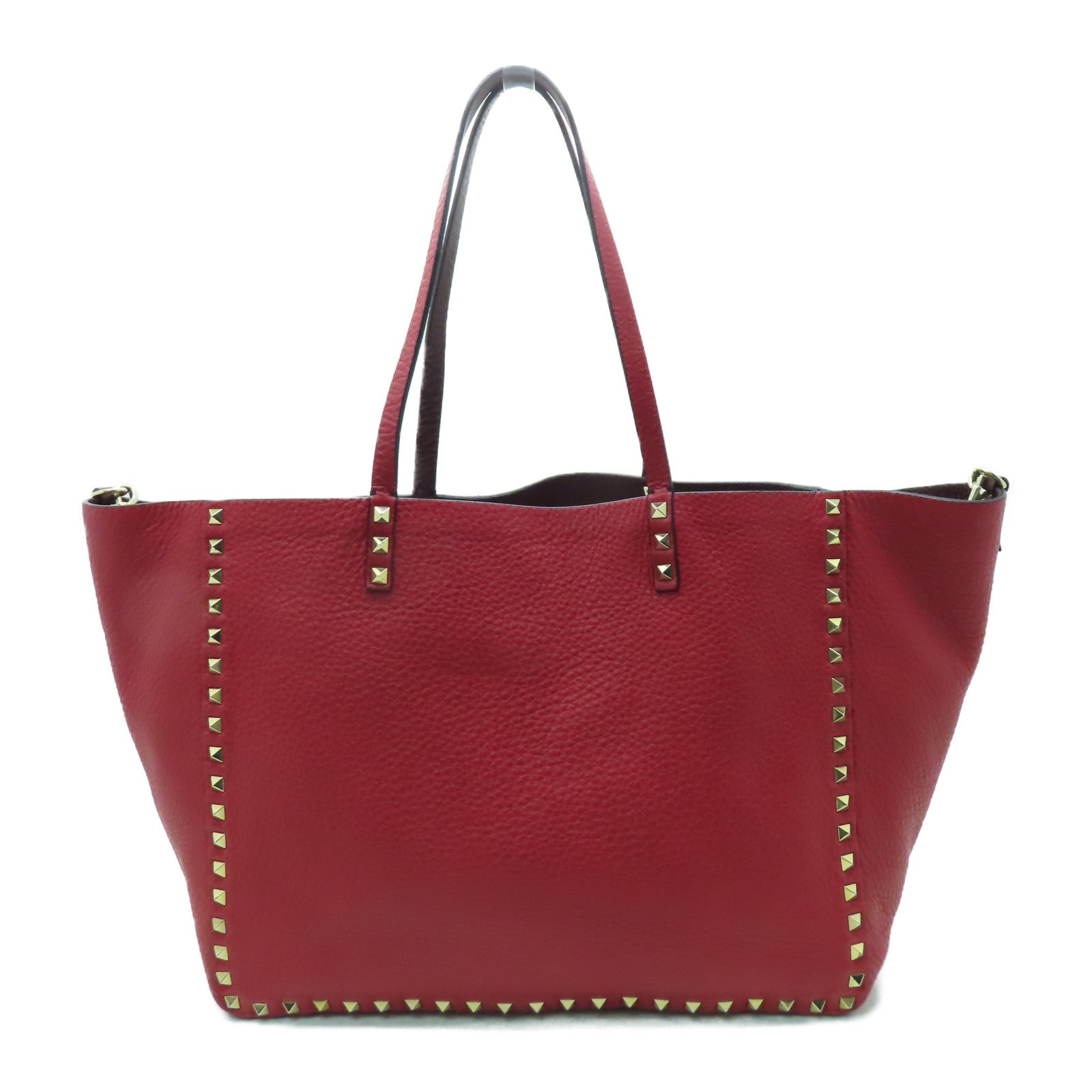 Valentino 【激減優惠】牛皮皮革2 Way Shoulder金扣手挽肩背兩用袋紅色