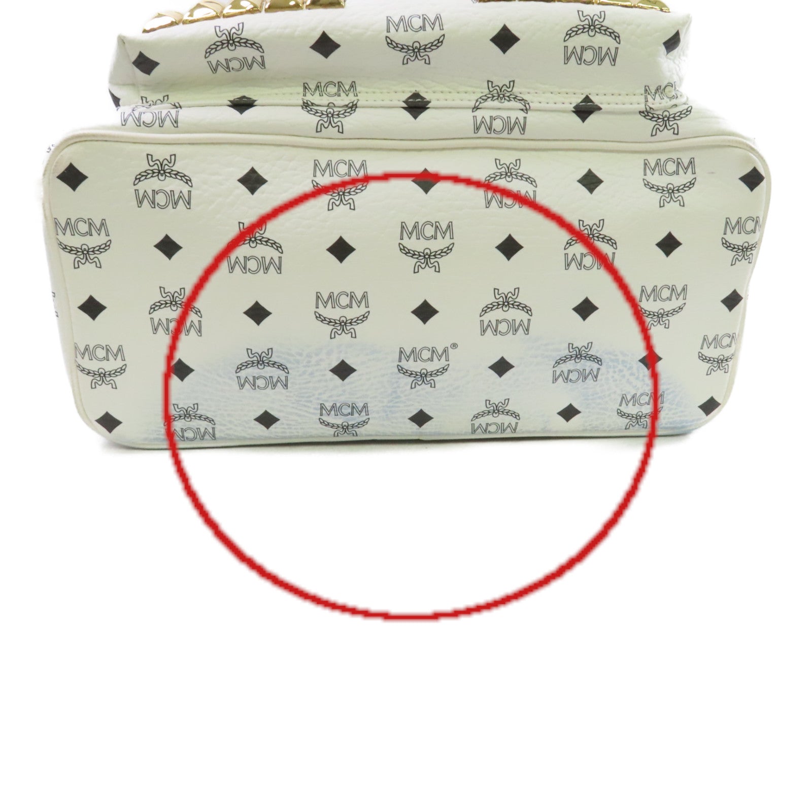 MCM PVC Stark Side Studs Backpack銀扣背包白色