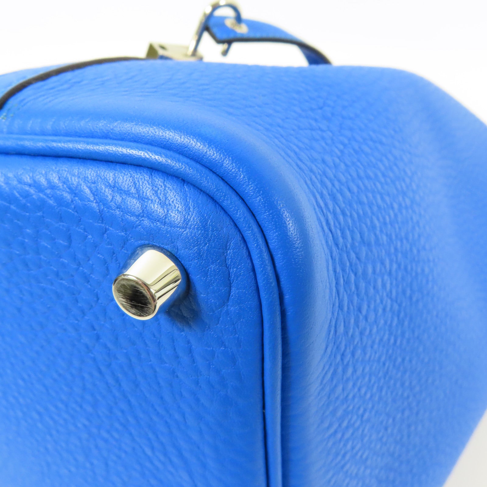 HERMES Clemence皮革Picotin PM銀扣手挽袋Mykonos