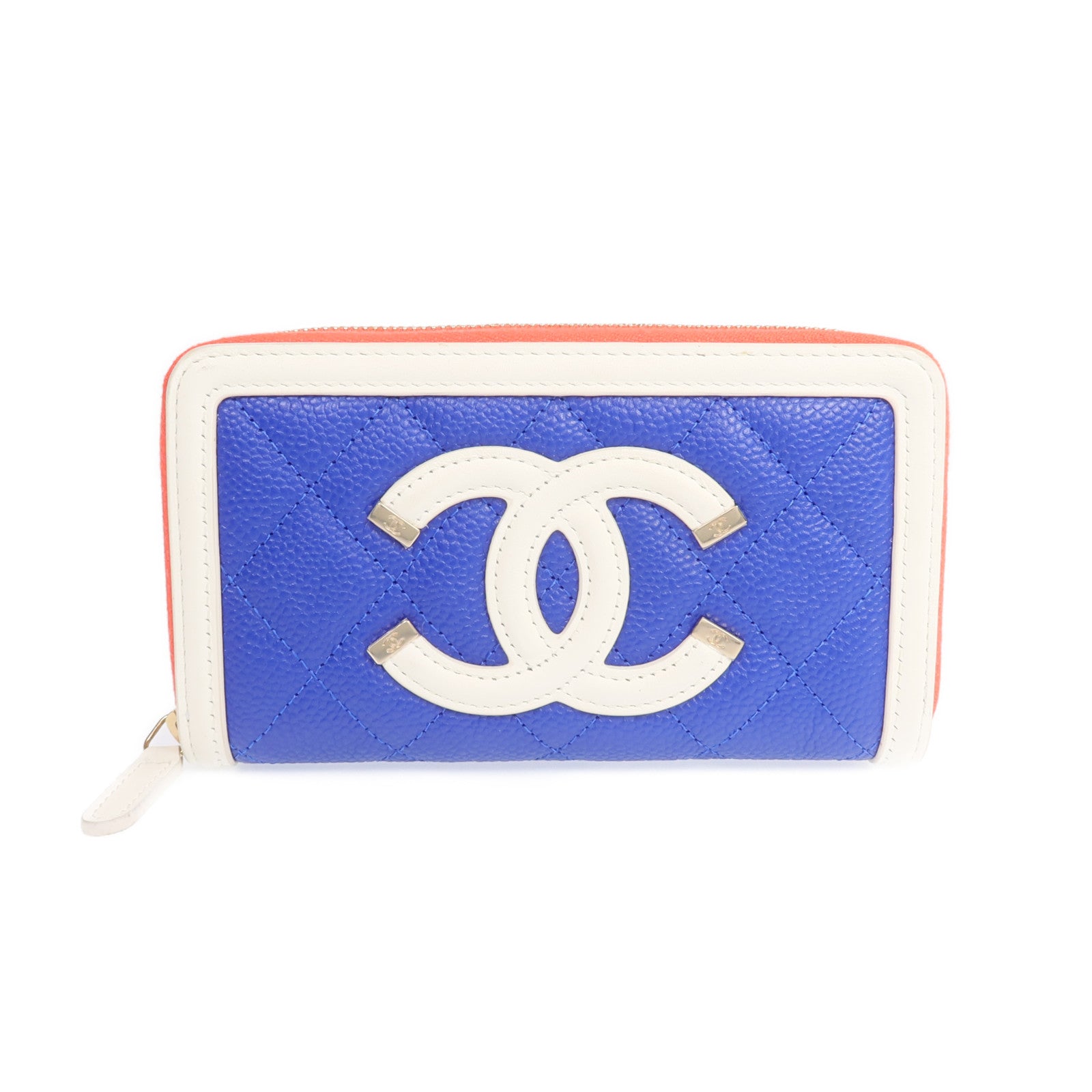 CHANEL 牛皮皮革CC Filigree金扣長錢包