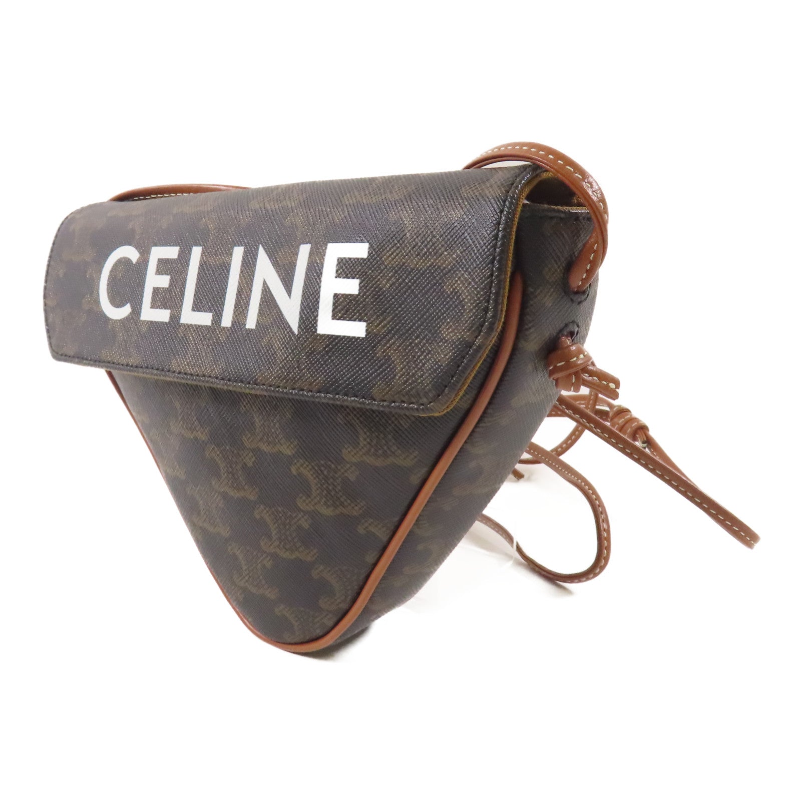 CELINE 塗層帆布Shoulder Bag肩背袋棕色
