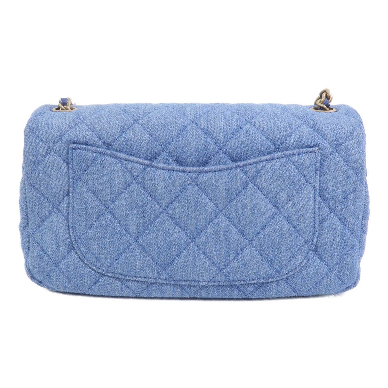 CHANEL 牛仔布Classic 20鏈帶手挽肩背兩用袋