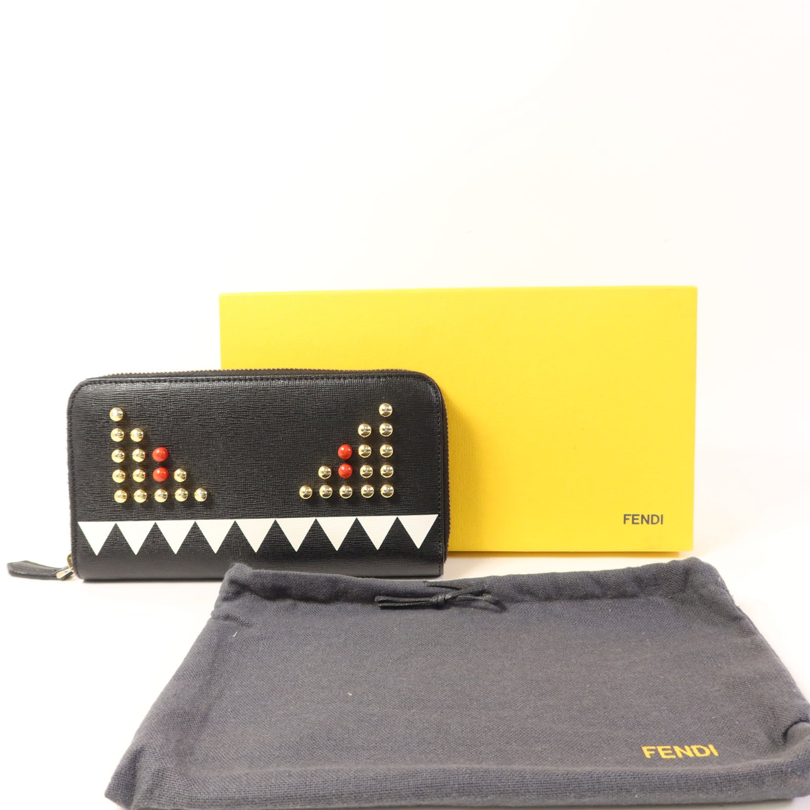 FENDI 牛皮皮革Long Round Wallet金扣長錢包