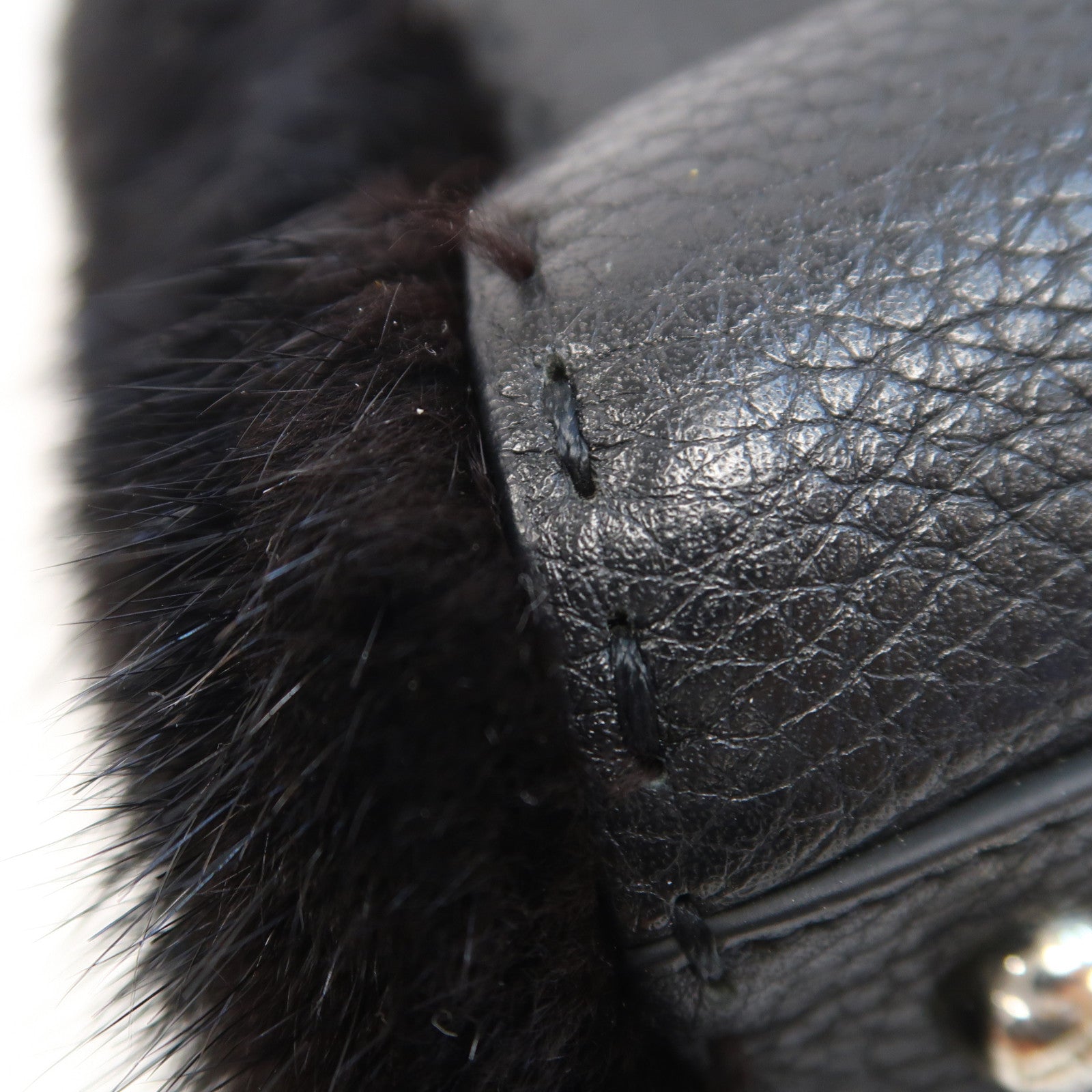 FENDI 【激減優惠】牛皮皮革/Fur Peekaboo銀扣手挽肩背兩用袋黑色/紅色