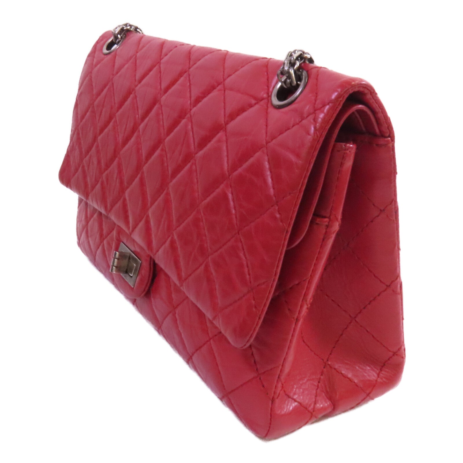 CHANEL 牛皮皮革2.55 Large銀扣鏈帶肩背袋