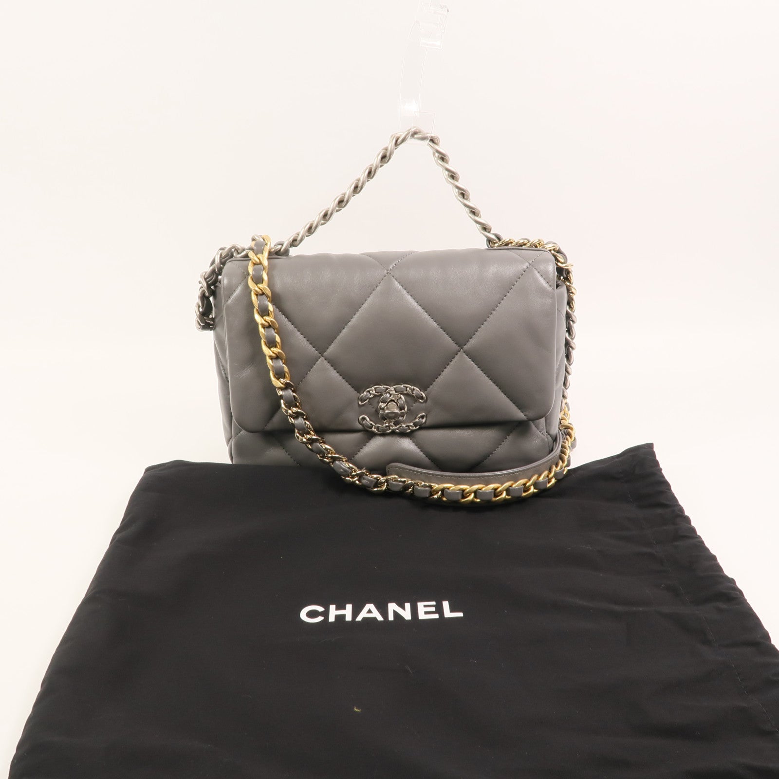 CHANEL 羊皮皮革C19 Small手挽肩背兩用袋