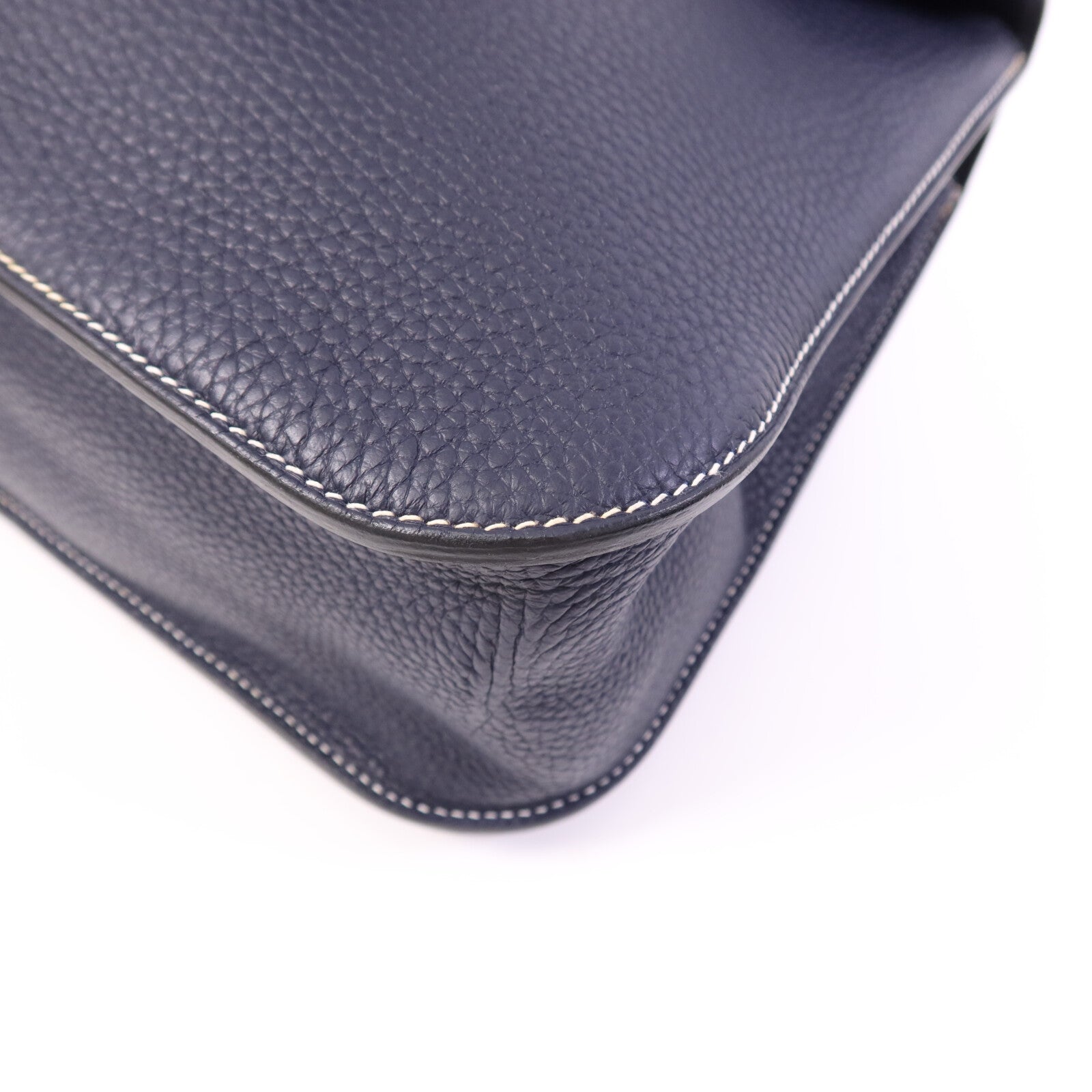 HERMES 【激減優惠】Clemence皮革Halzan 31銀扣手挽肩背兩用袋Bleu Nuit