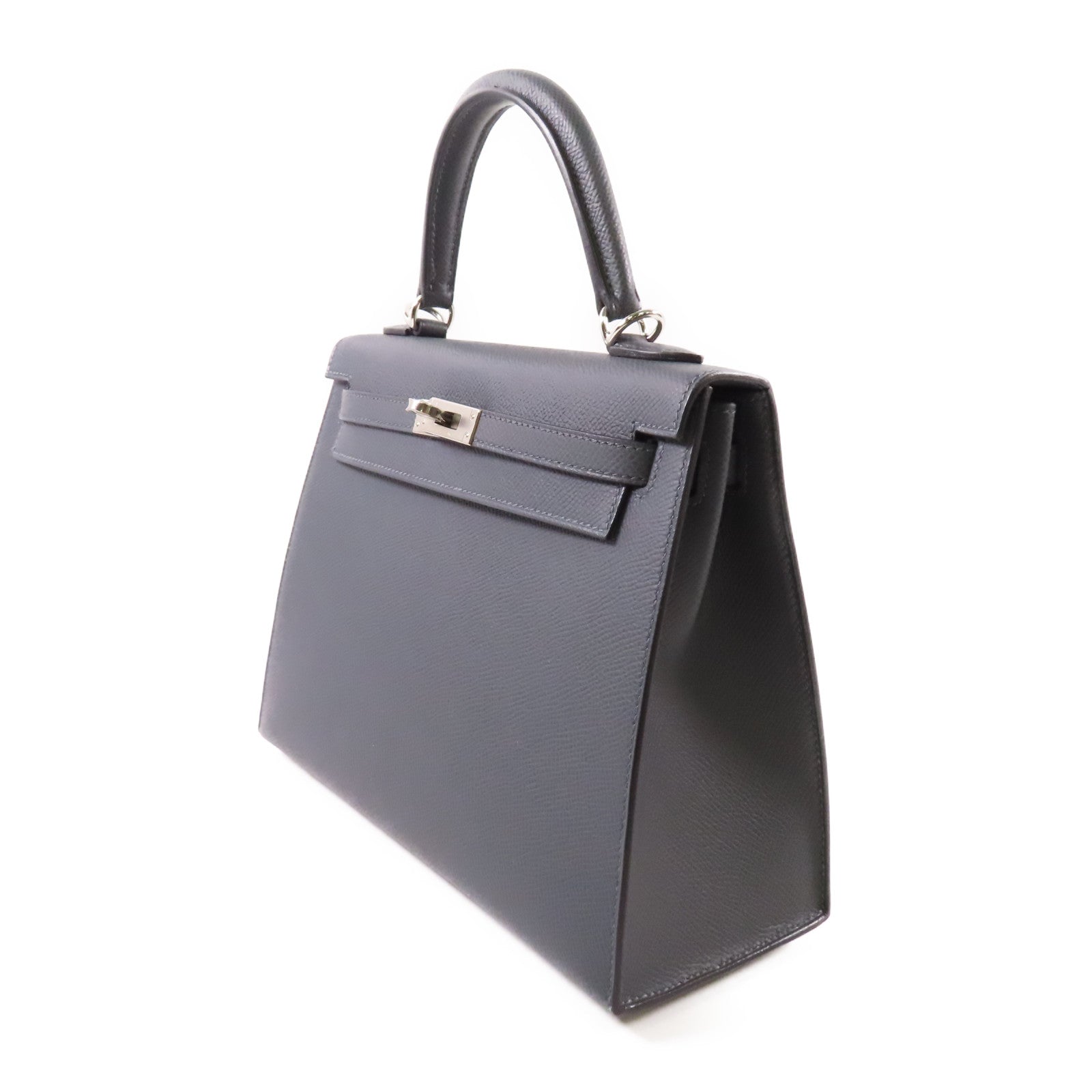 HERMES 【激減優惠】Epsom皮革Kelly 25銀扣手挽肩背兩用袋Gris Misty