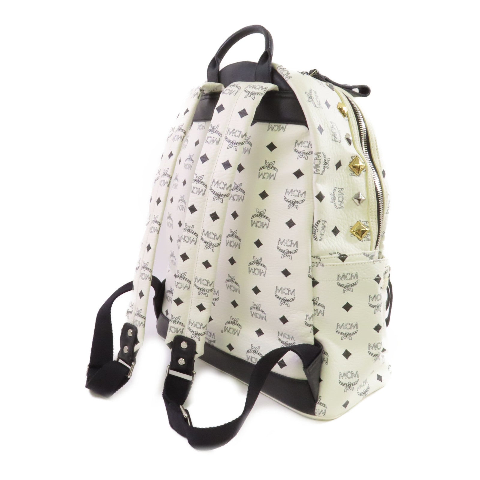 MCM PVC Stark Side Studs Backpack銀扣背包白色