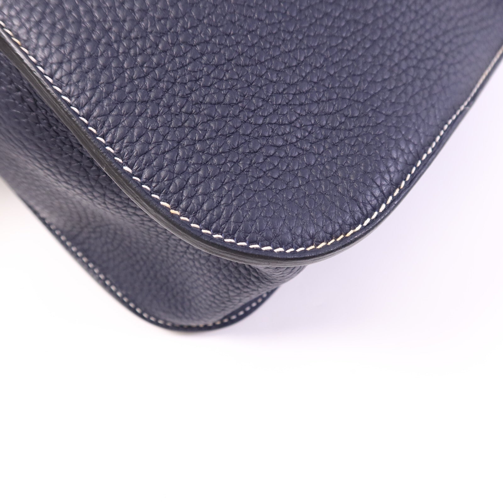 HERMES 【激減優惠】Clemence皮革Halzan 31銀扣手挽肩背兩用袋Bleu Nuit