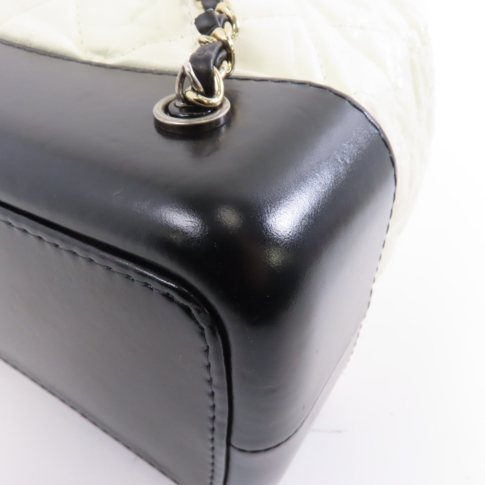 CHANEL 菱格羊皮皮革Gabrielle Backpack背包白色