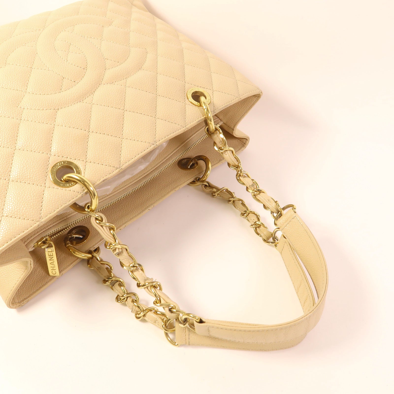 CHANEL 牛皮皮革GST Grand Shopping Tote Bag金扣肩背袋/手挽袋