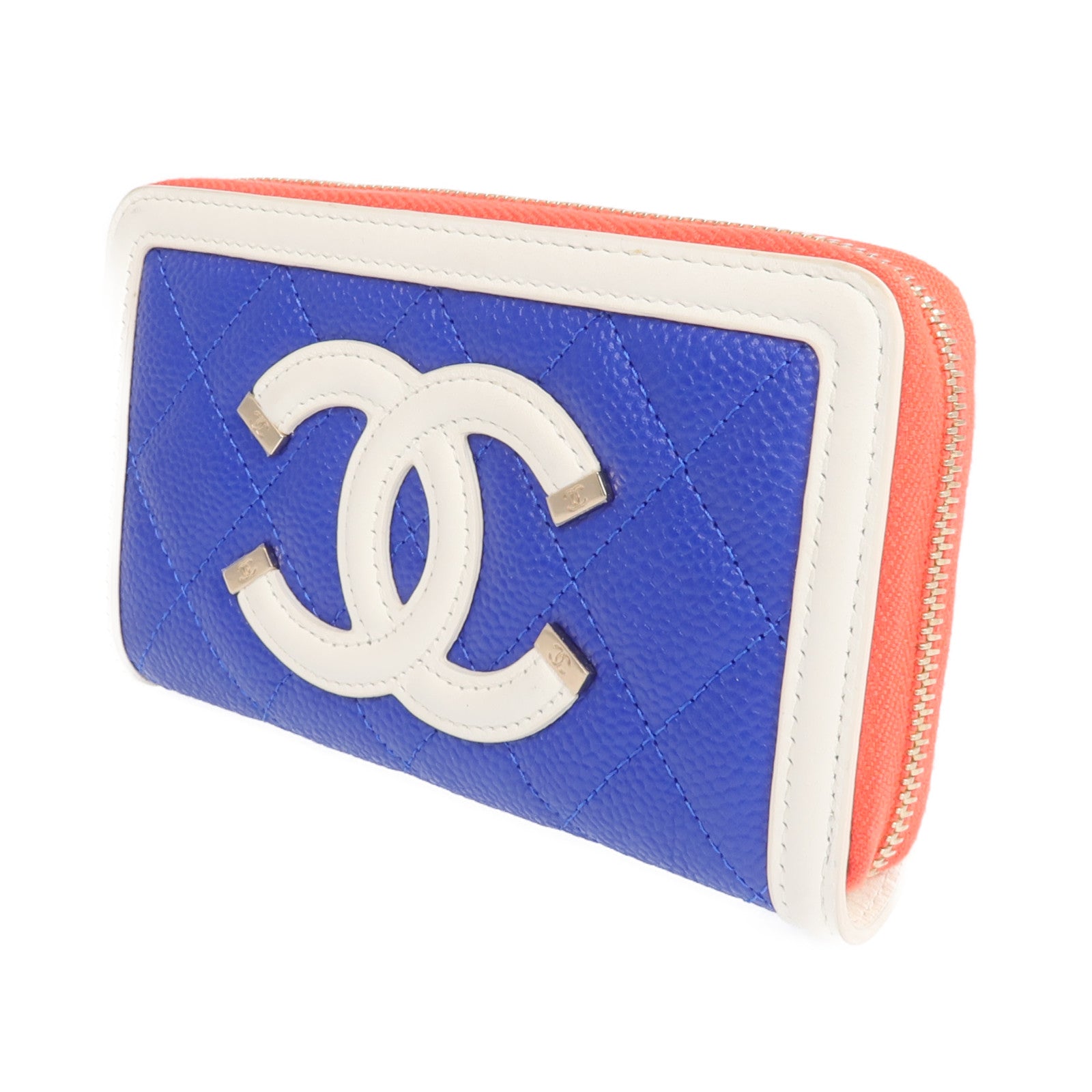 CHANEL 牛皮皮革CC Filigree金扣長錢包