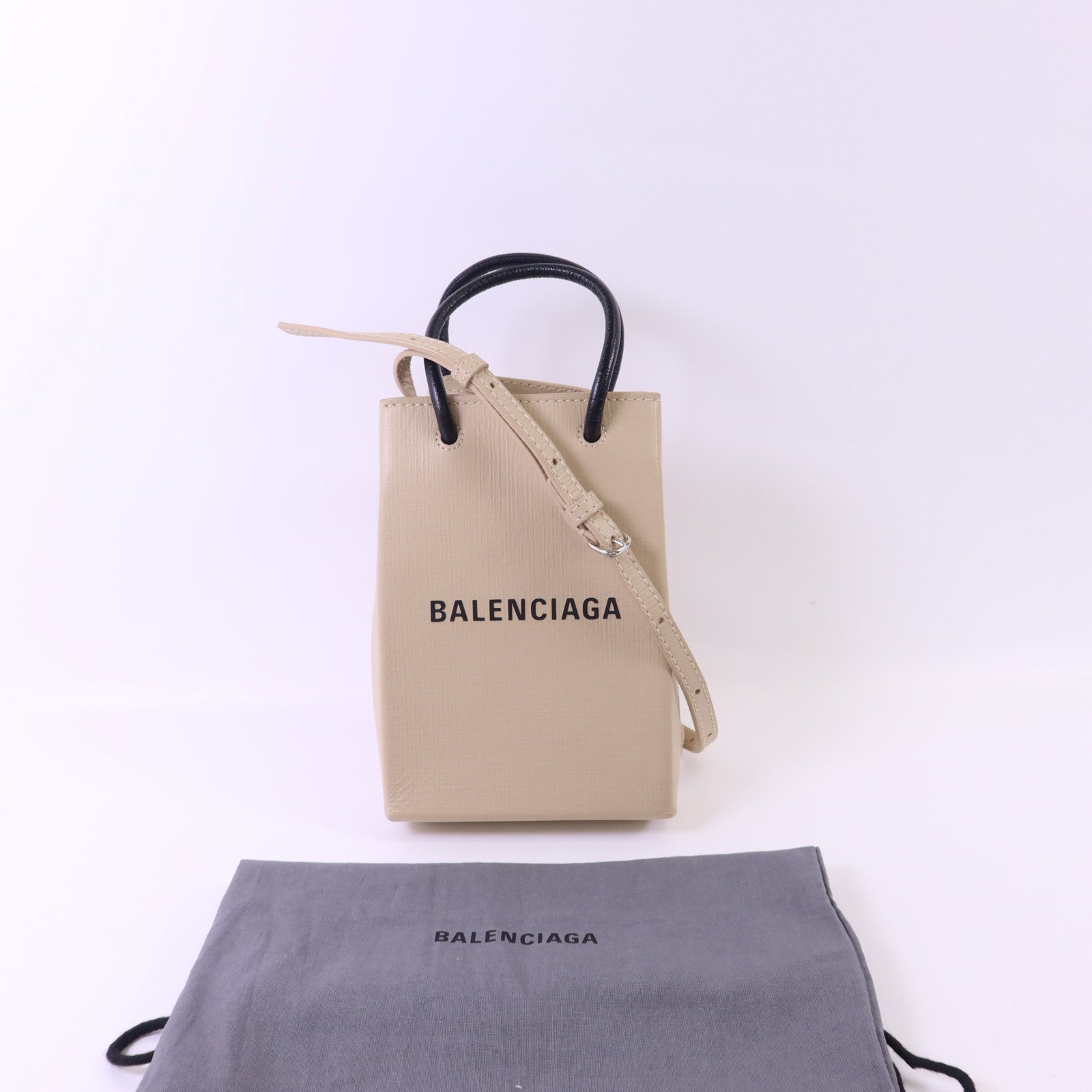 BALENCIAGA 【激減優惠】牛皮皮革Phone Holder銀扣手挽肩背兩用袋