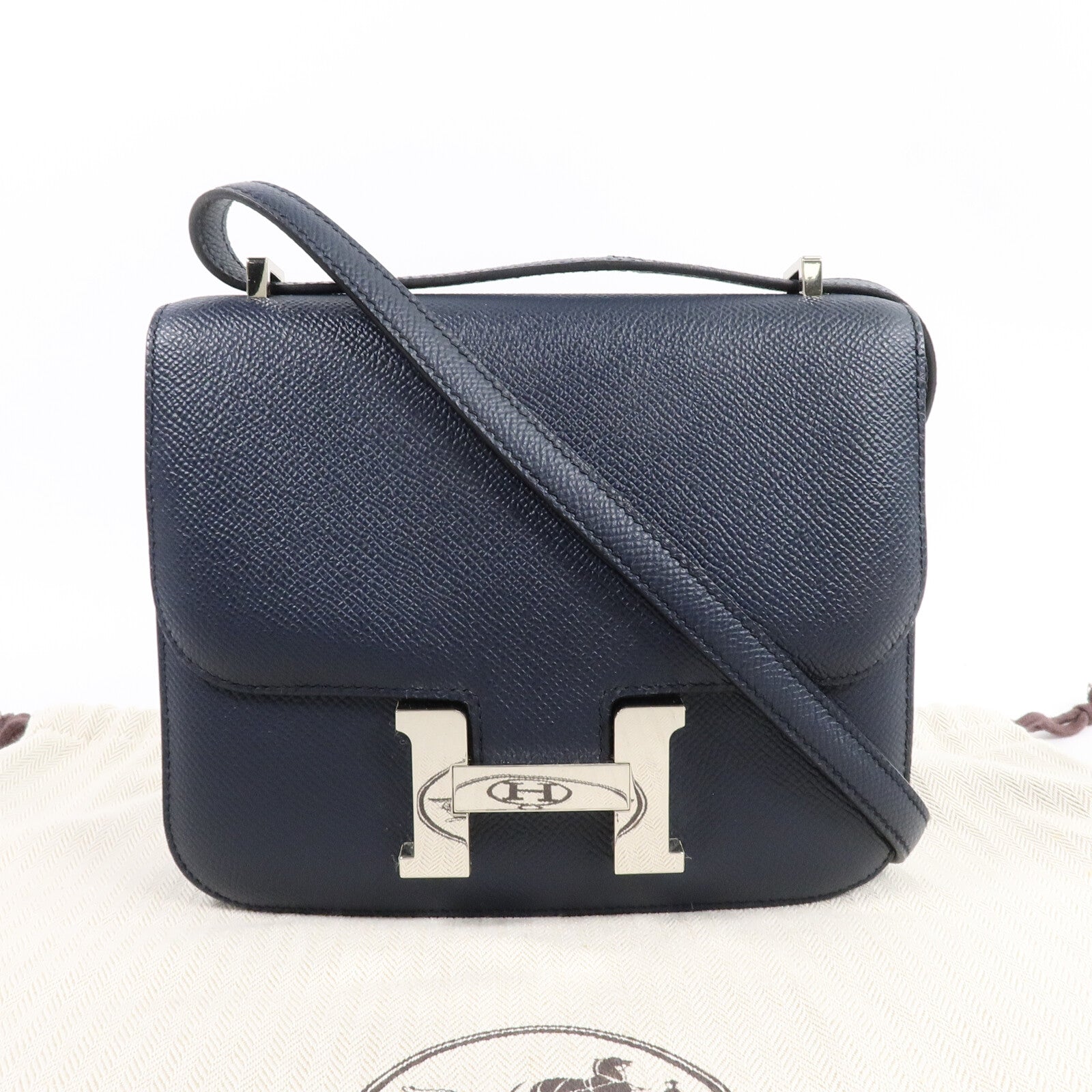 HERMES Epsom皮革Constance Mini肩背袋Blue Indigo