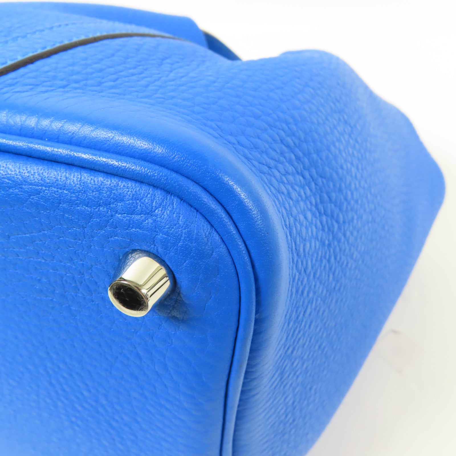 HERMES Clemence皮革Picotin PM銀扣手挽袋Mykonos