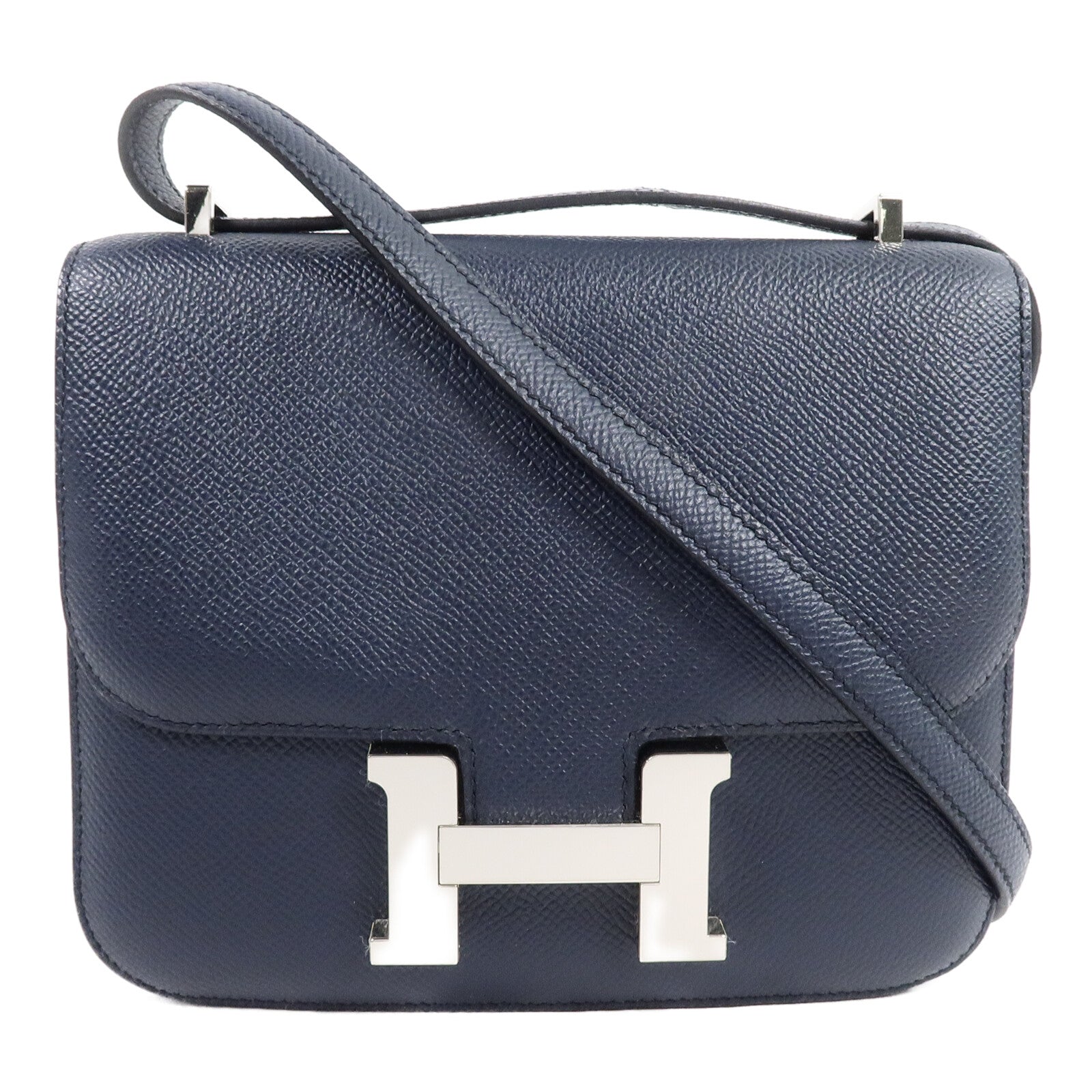 HERMES Epsom皮革Constance Mini肩背袋Blue Indigo