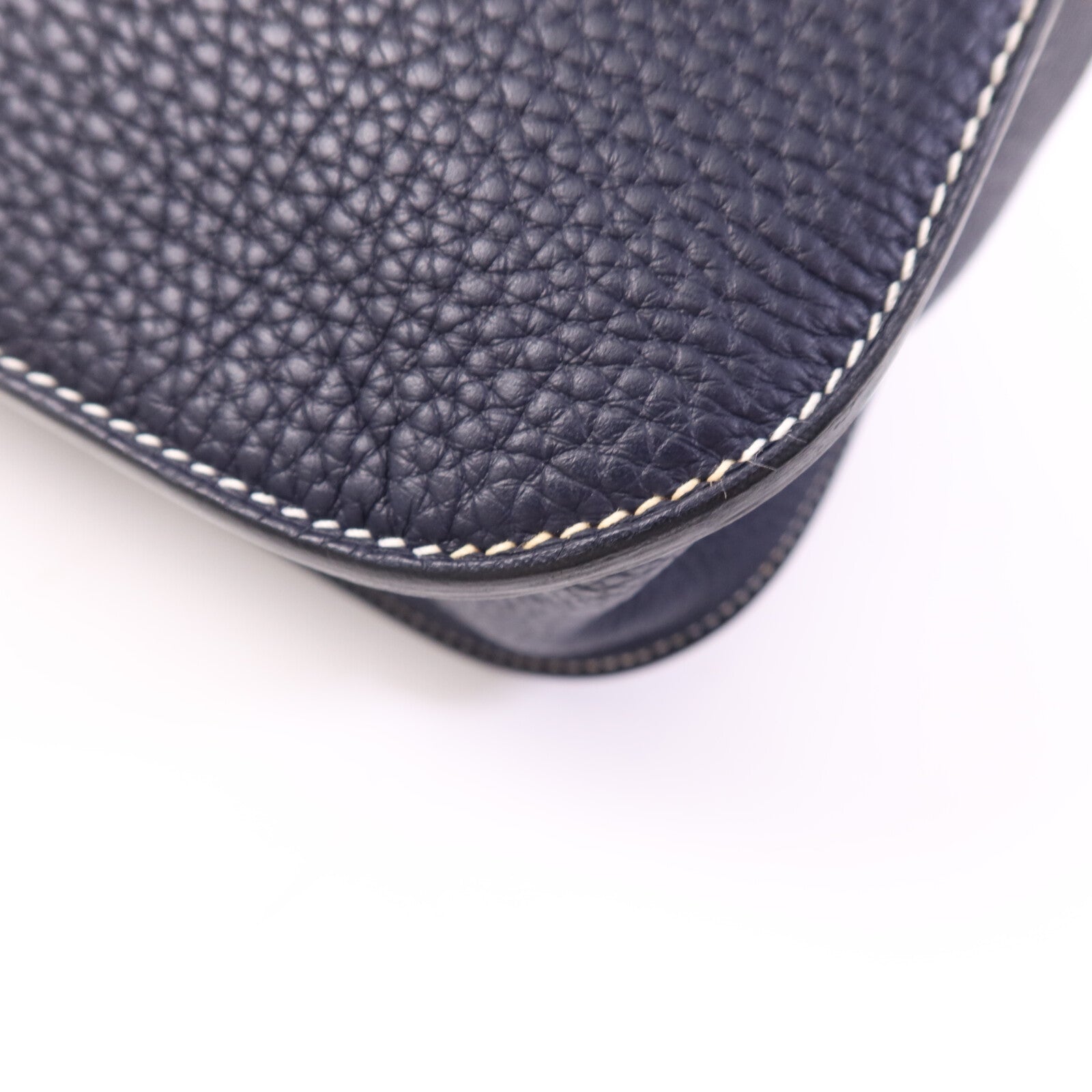 HERMES 【激減優惠】Clemence皮革Halzan 31銀扣手挽肩背兩用袋Bleu Nuit