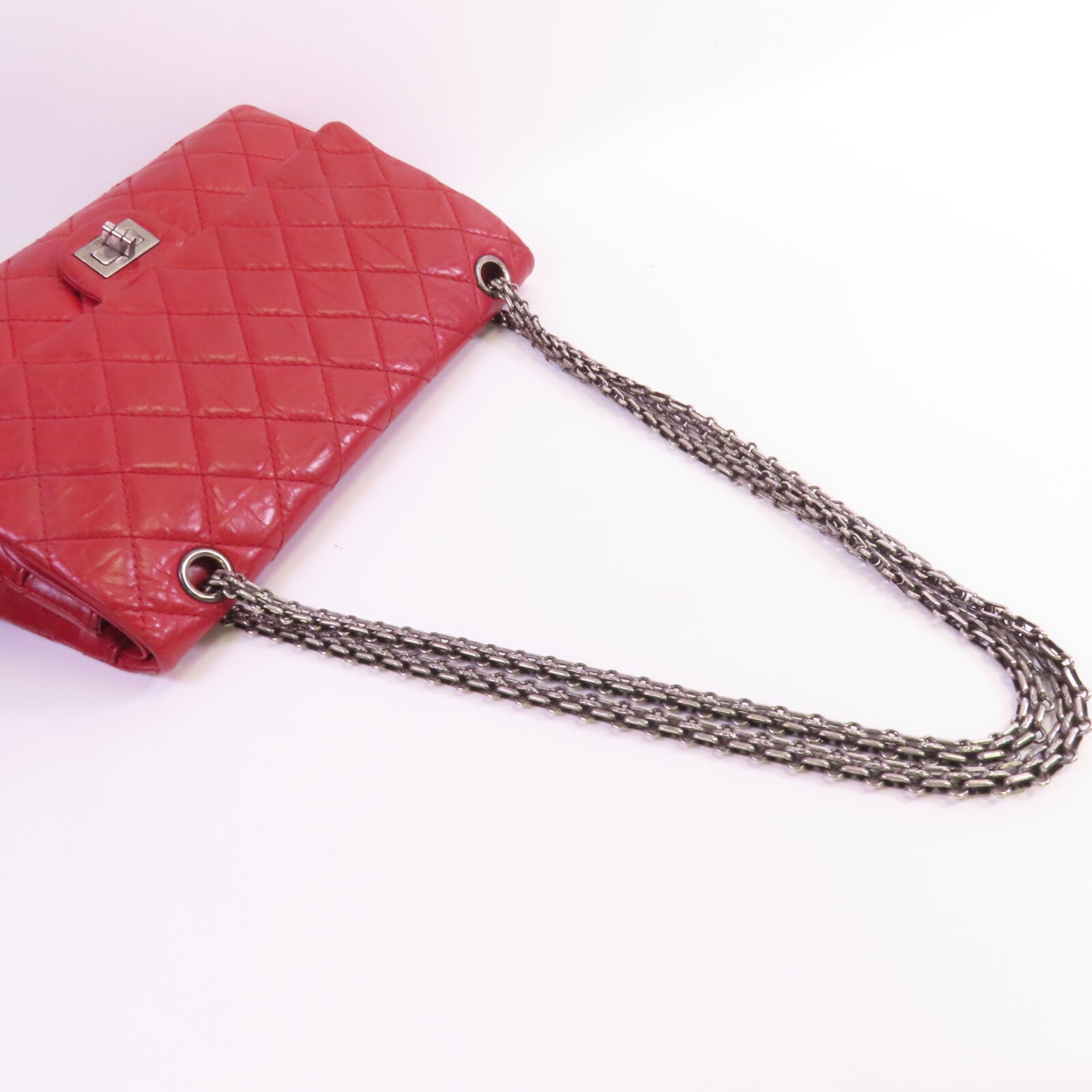 CHANEL 牛皮皮革2.55 Large銀扣鏈帶肩背袋