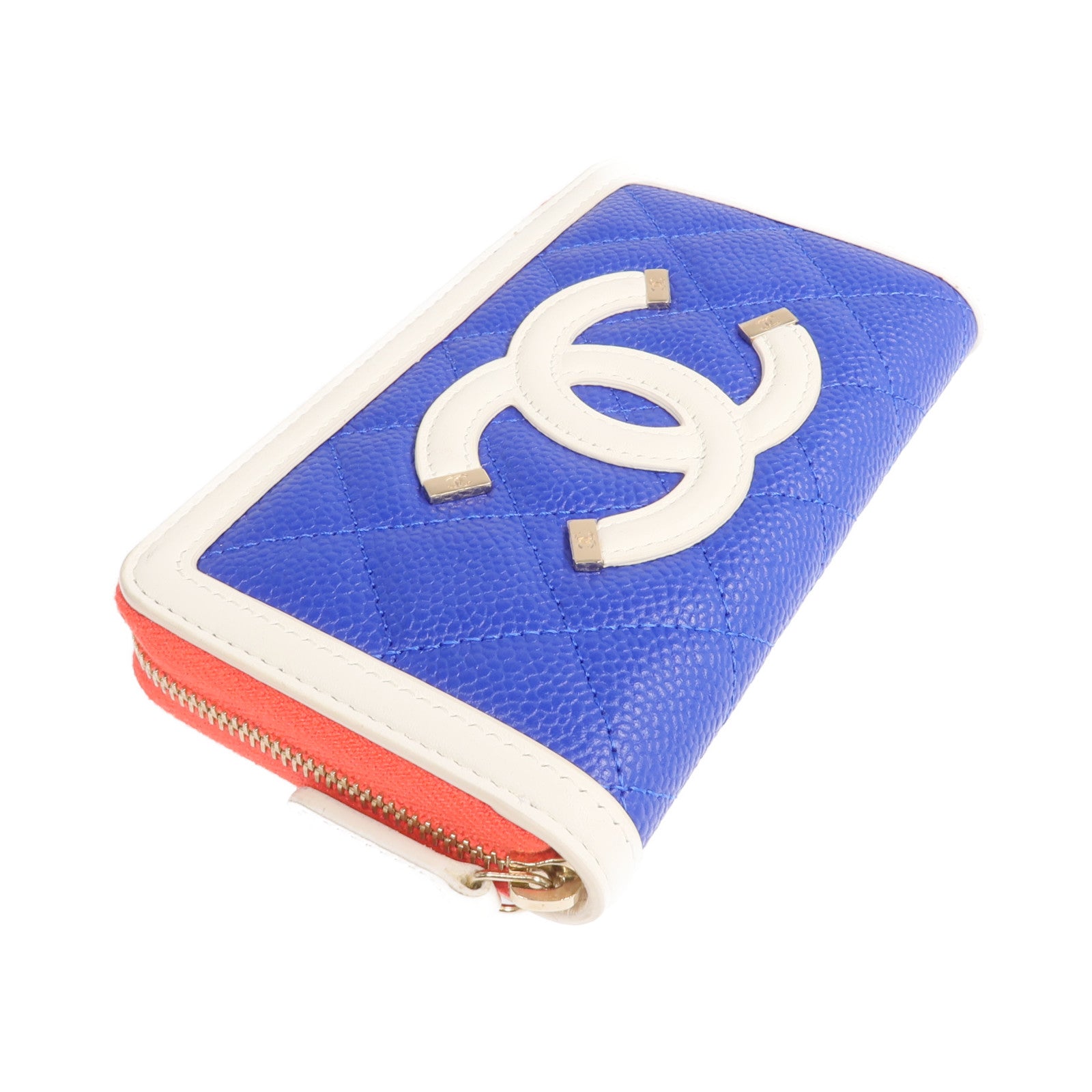 CHANEL 牛皮皮革CC Filigree金扣長錢包