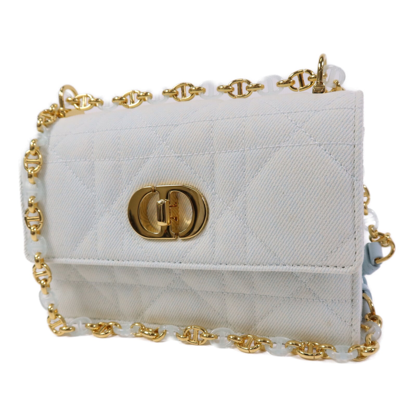 Dior Denim Miss Caro Chain Shoulder金扣鏈帶肩背袋