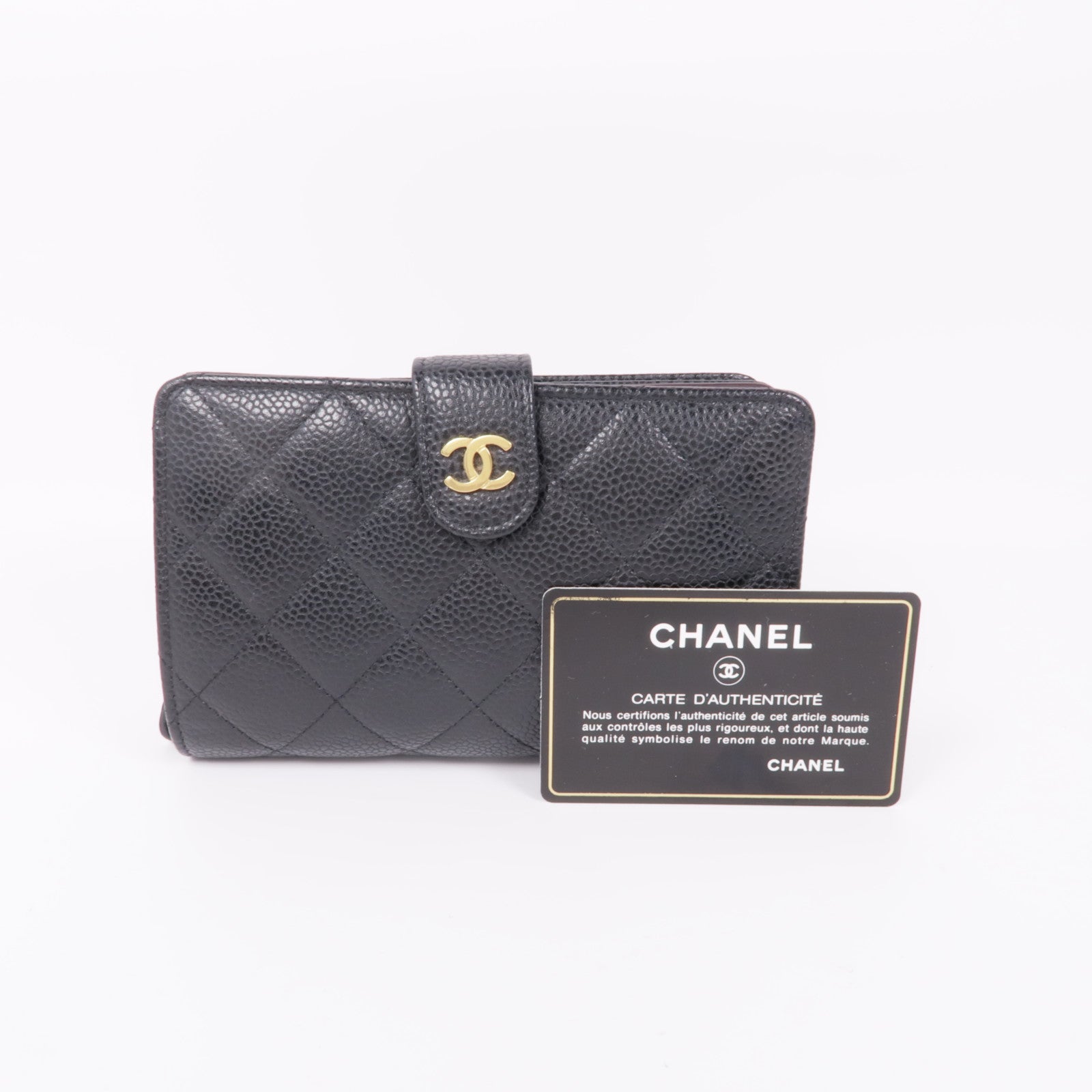 CHANEL 牛皮皮革Wallet金扣錢包
