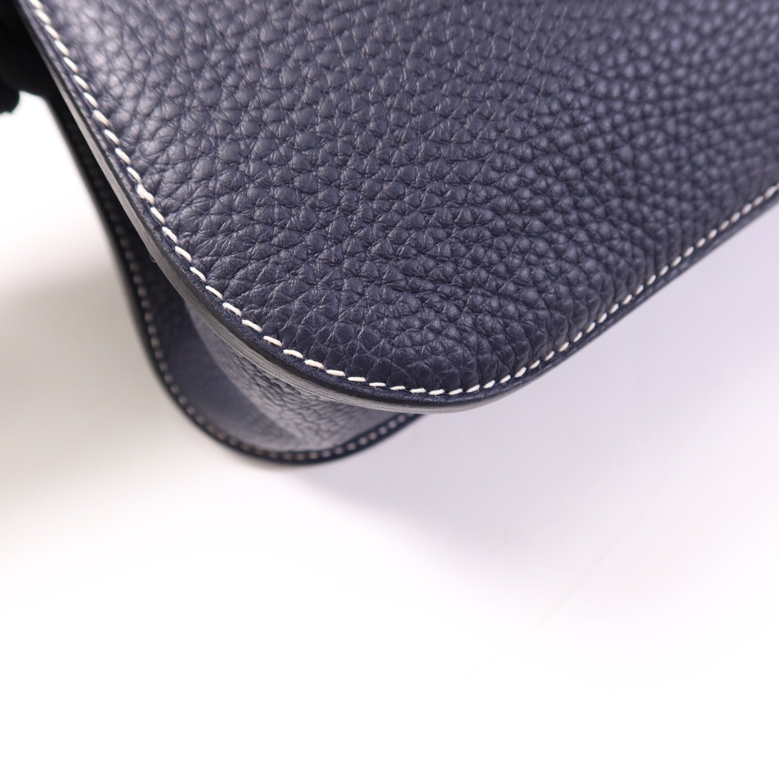 HERMES 【激減優惠】Clemence皮革Halzan 31銀扣手挽肩背兩用袋Bleu Nuit