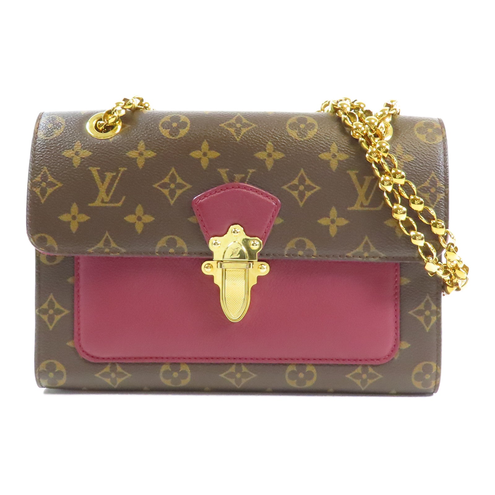 LOUIS VUITTON LV GHW Victoire Chain Shoulder Bag M41731 Monogram Brown/Red