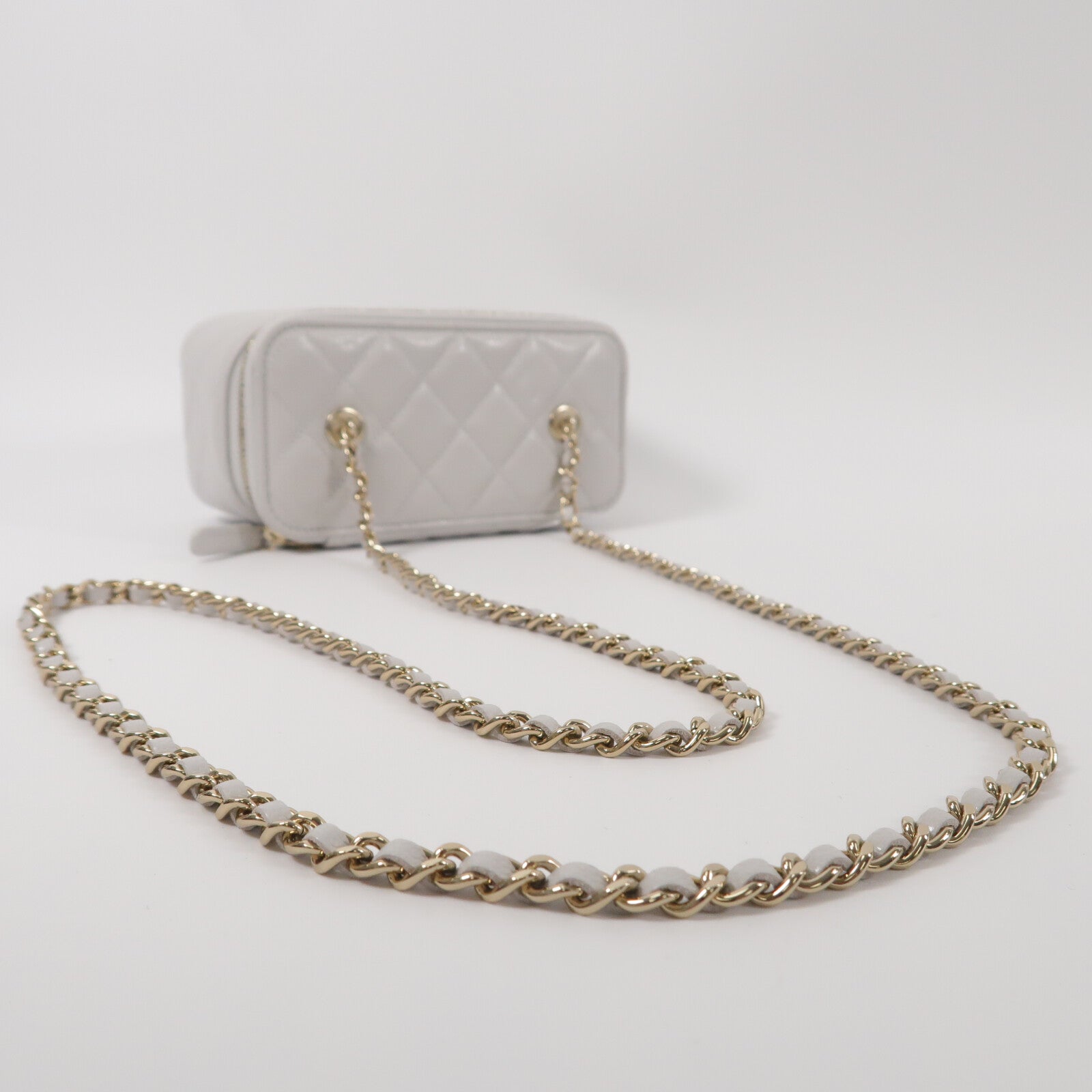 CHANEL 牛皮皮革Vanity Case鏈帶肩背袋