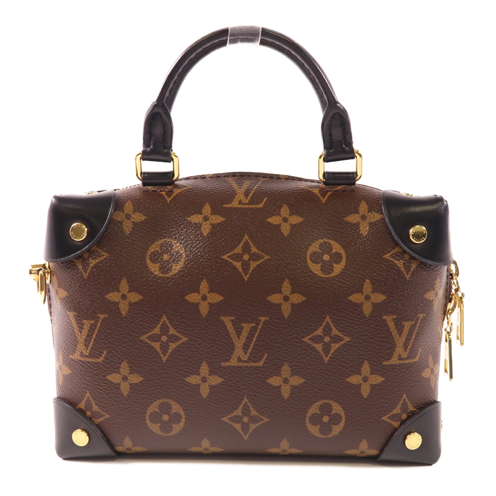 LOUIS VUITTON Monogram Petite Malle Souple金扣手挽肩背兩用袋棕色