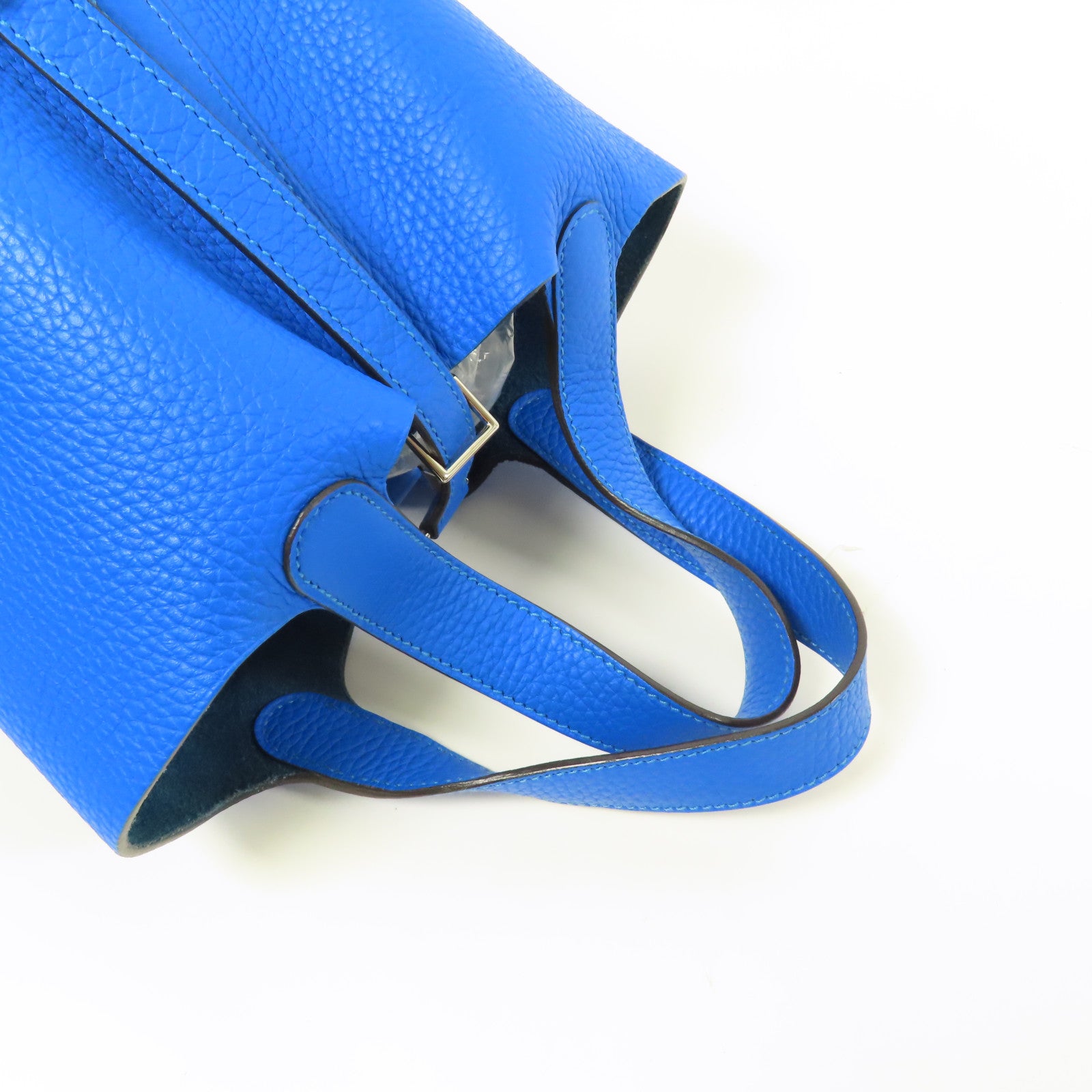 HERMES Clemence皮革Picotin PM銀扣手挽袋Mykonos