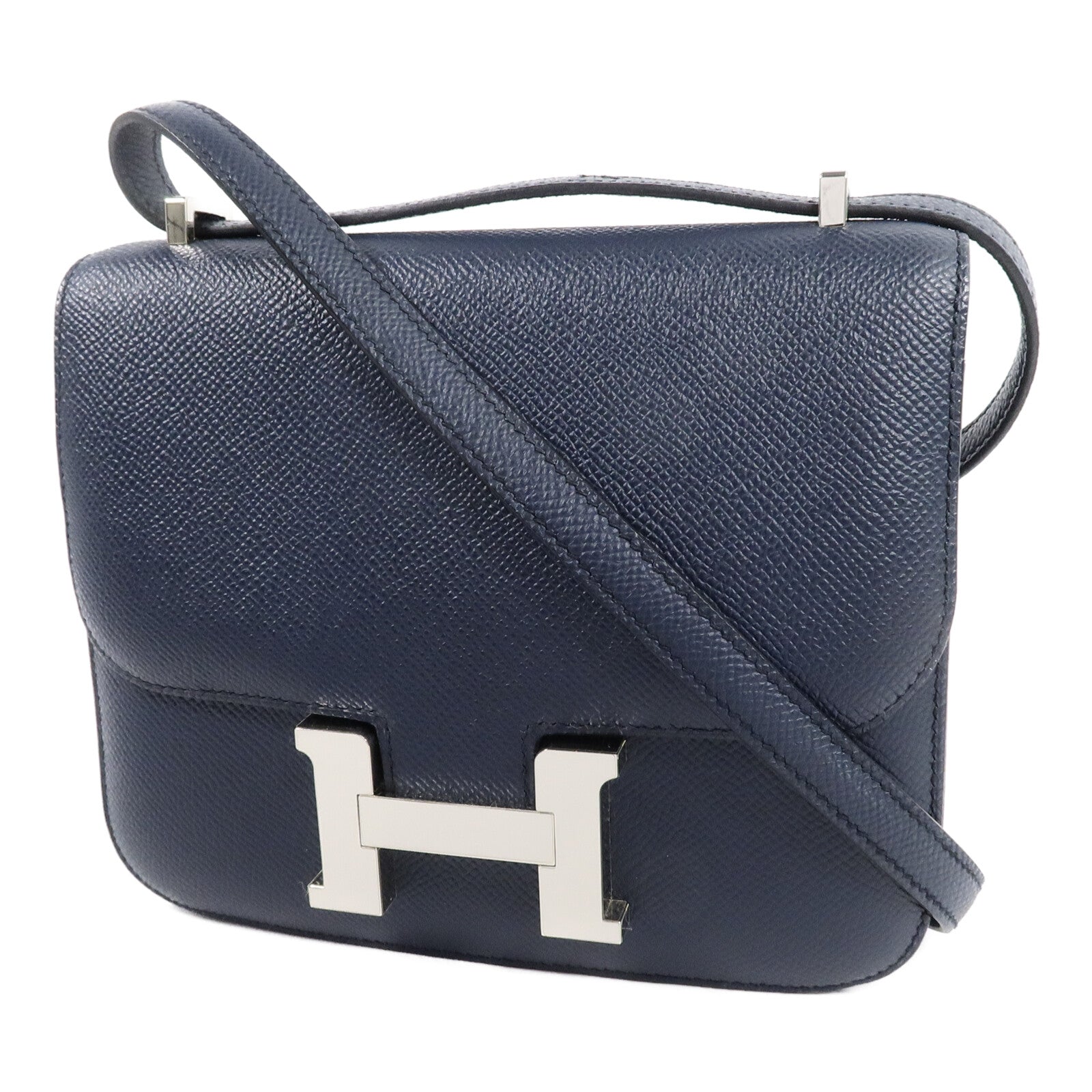 HERMES Epsom皮革Constance Mini肩背袋Blue Indigo