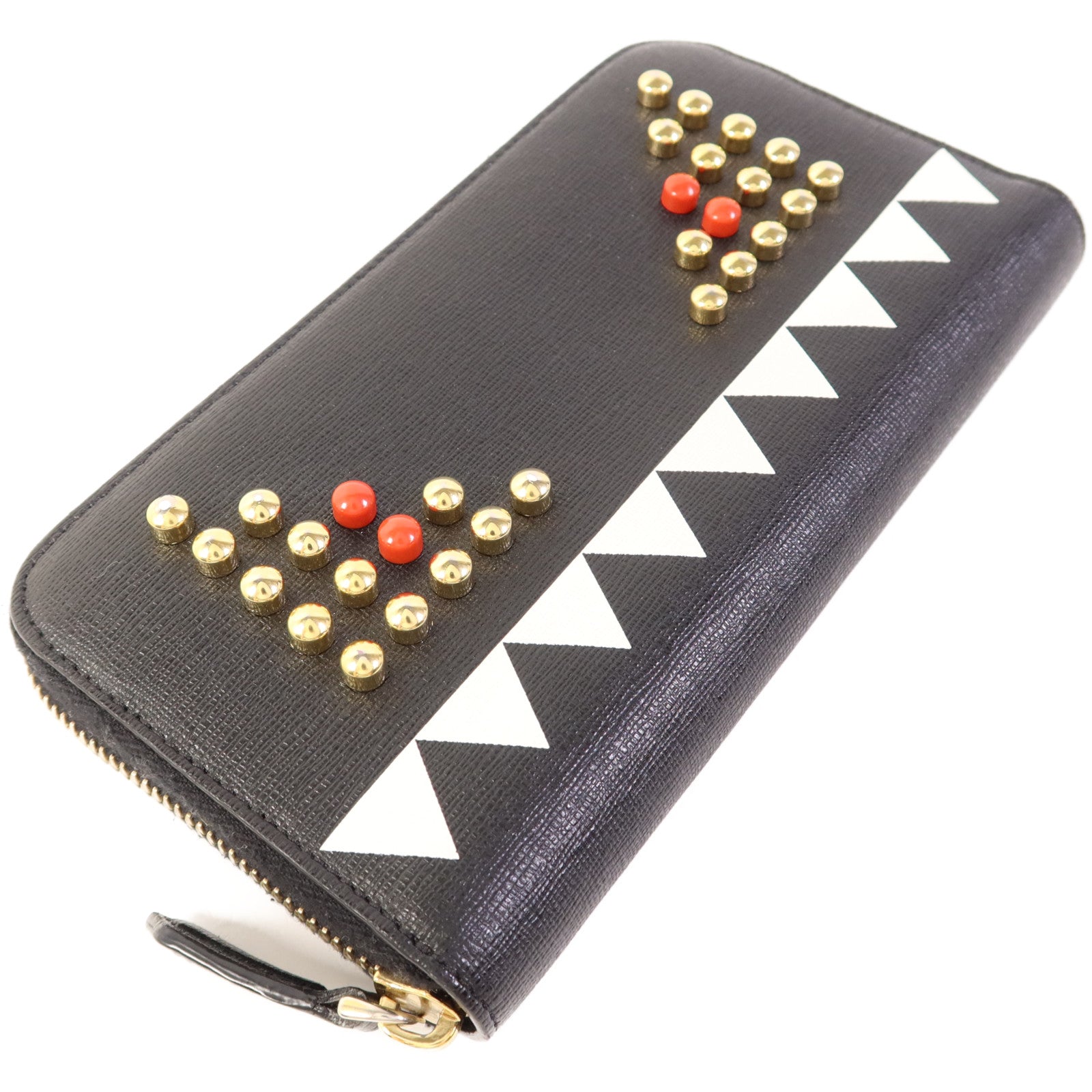 FENDI 牛皮皮革Long Round Wallet金扣長錢包