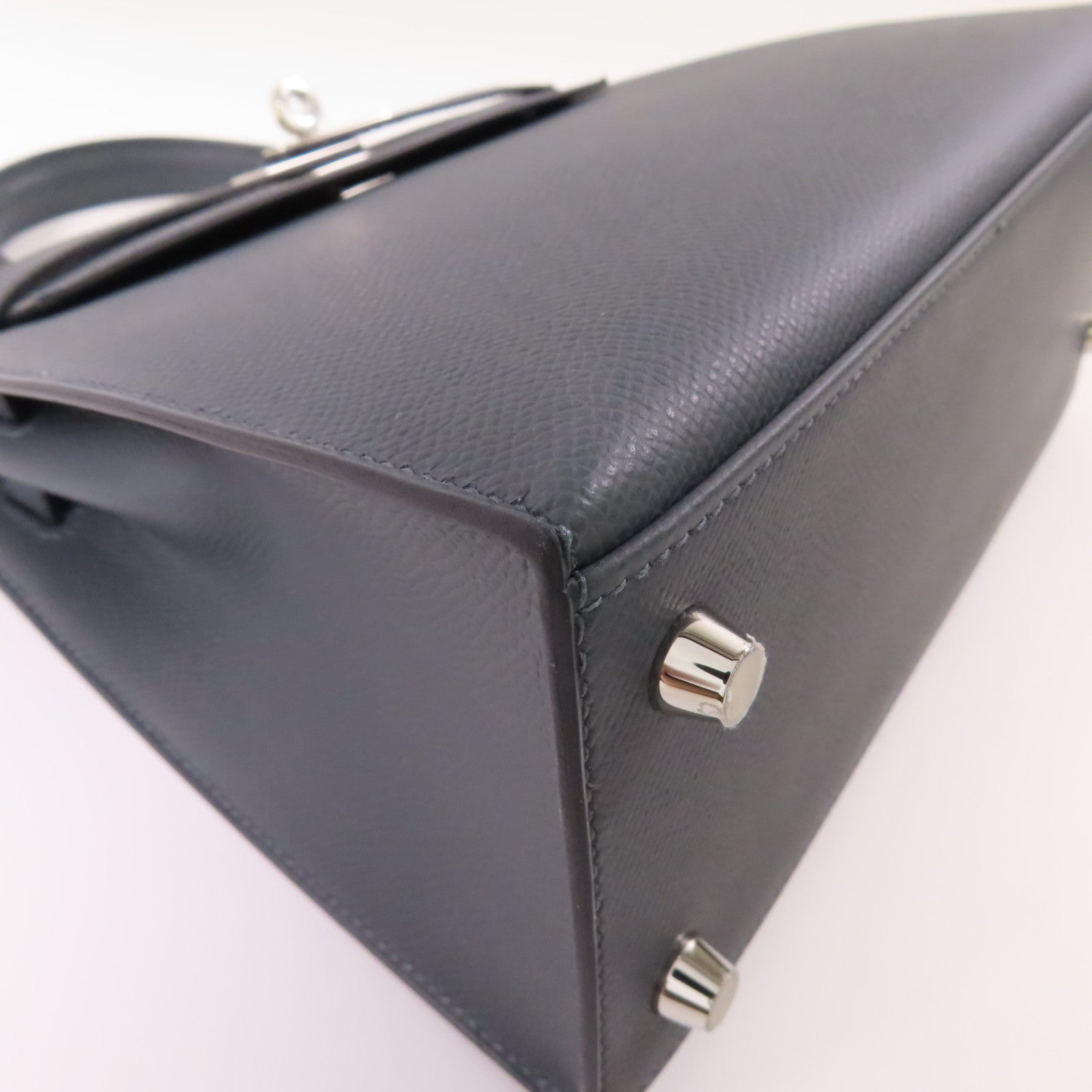 HERMES 【激減優惠】Epsom皮革Kelly 25銀扣手挽肩背兩用袋Gris Misty